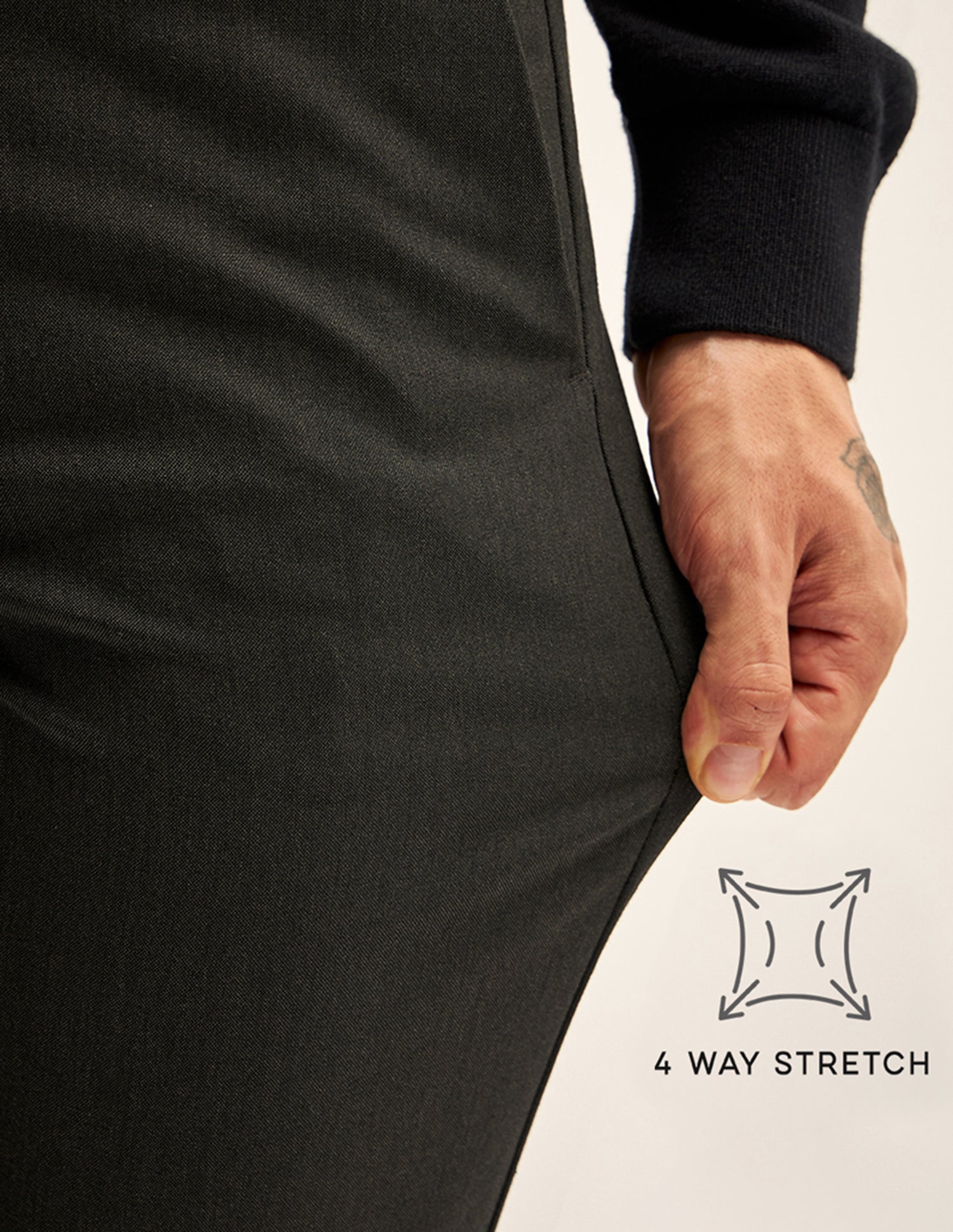 Men Olive Solid 4 Way Stretch Formal Trouser
