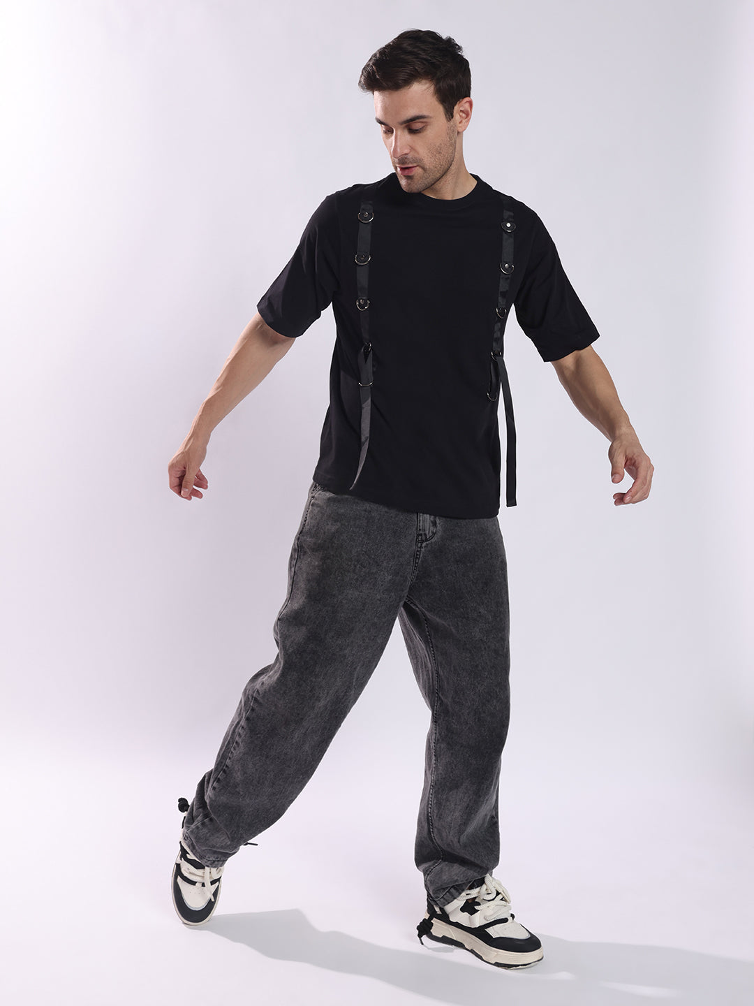 Men Black Cotton Oversized T-Shirt