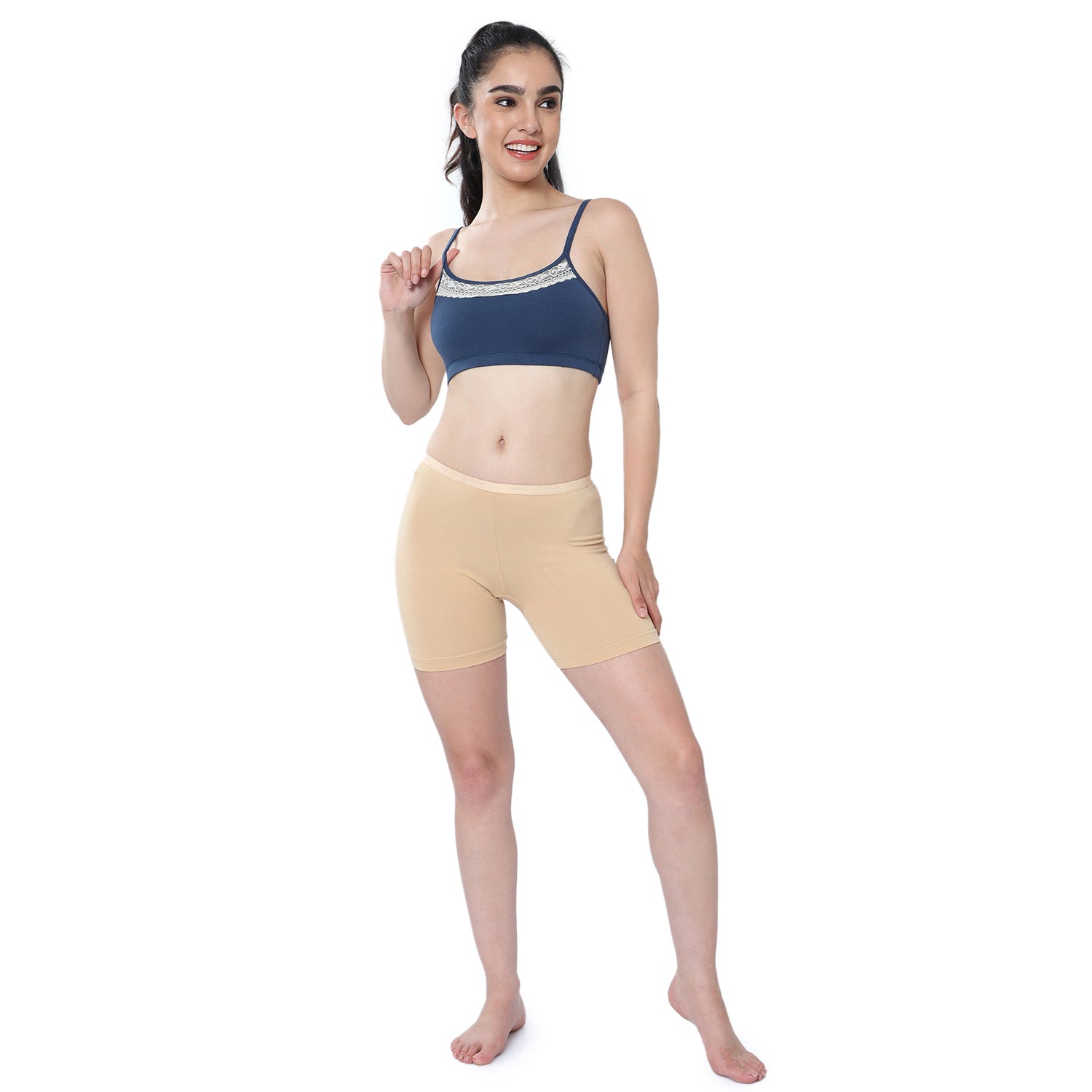 Women Beige Cycling Shorts