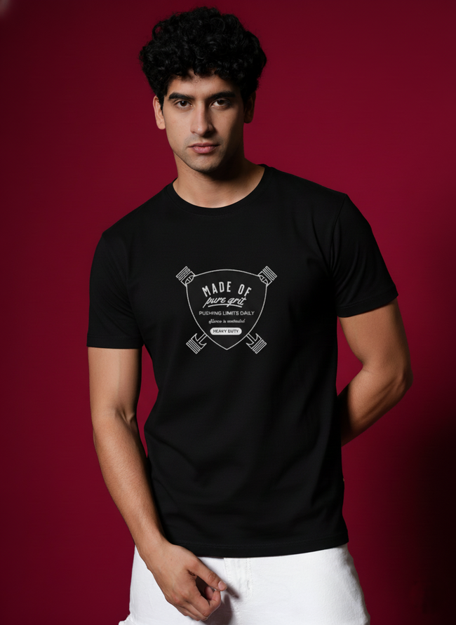 Men Round Neck Cotton T-Shirt