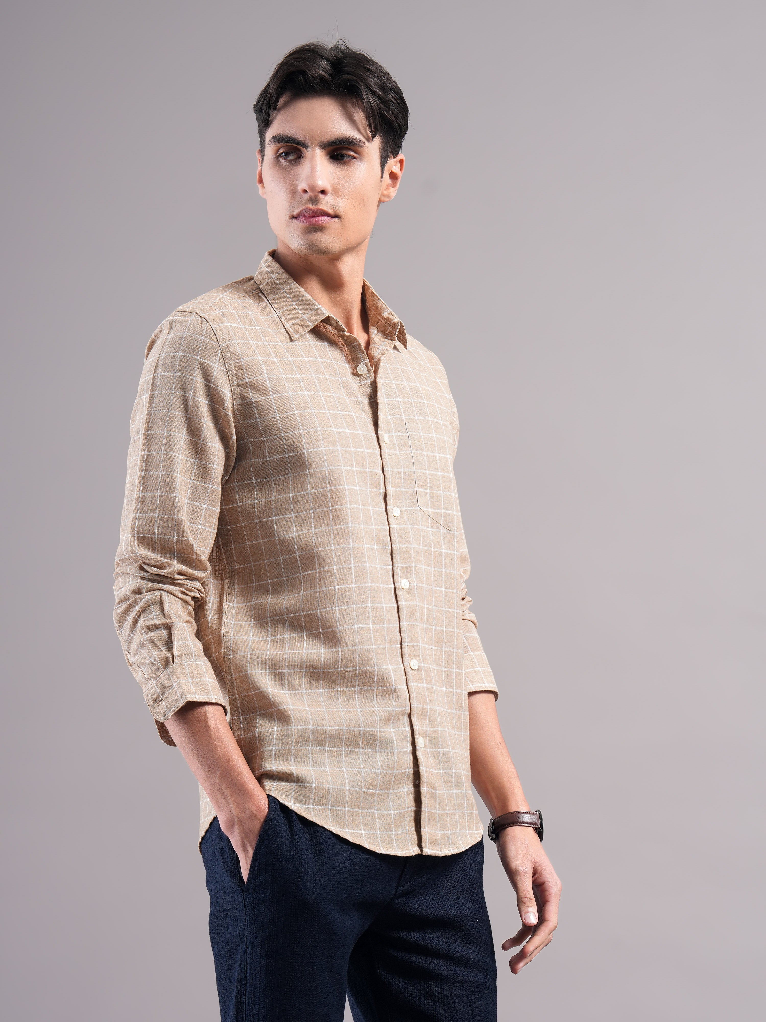 Men Polycotton Checked Shirts