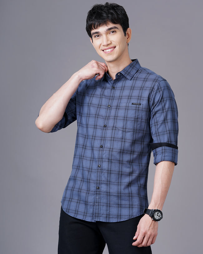 Men Purple Cotton Slim Shirt