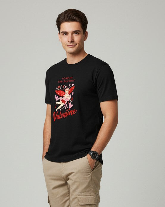 Men Printed Black Cotton Tshirt