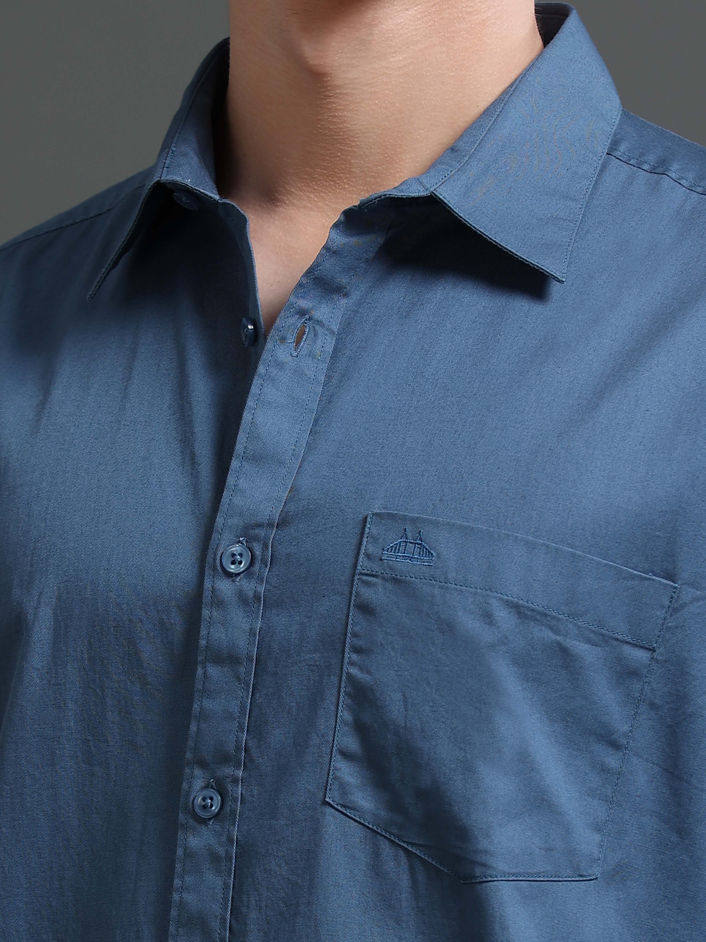 Men Teal Solid Shirt