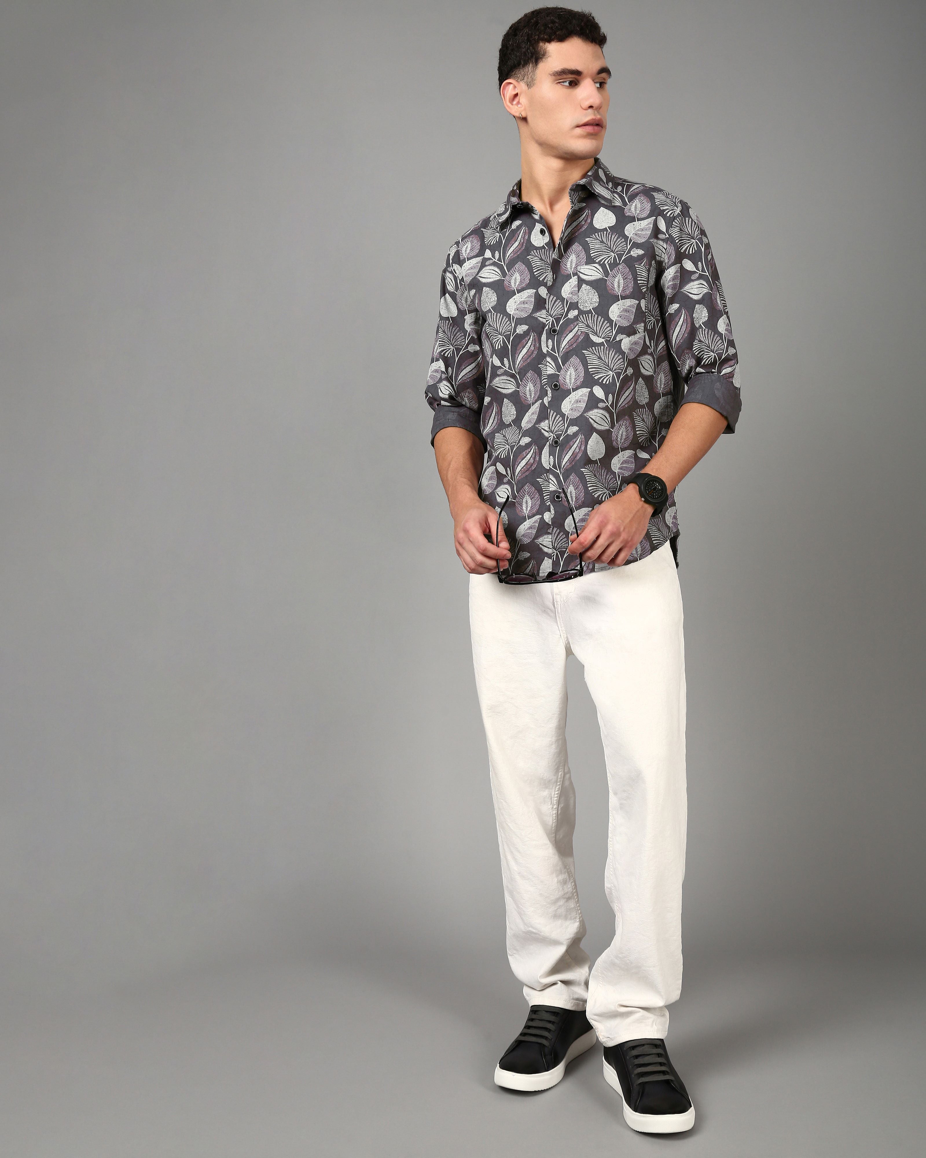 Men Grey Casual Shirt