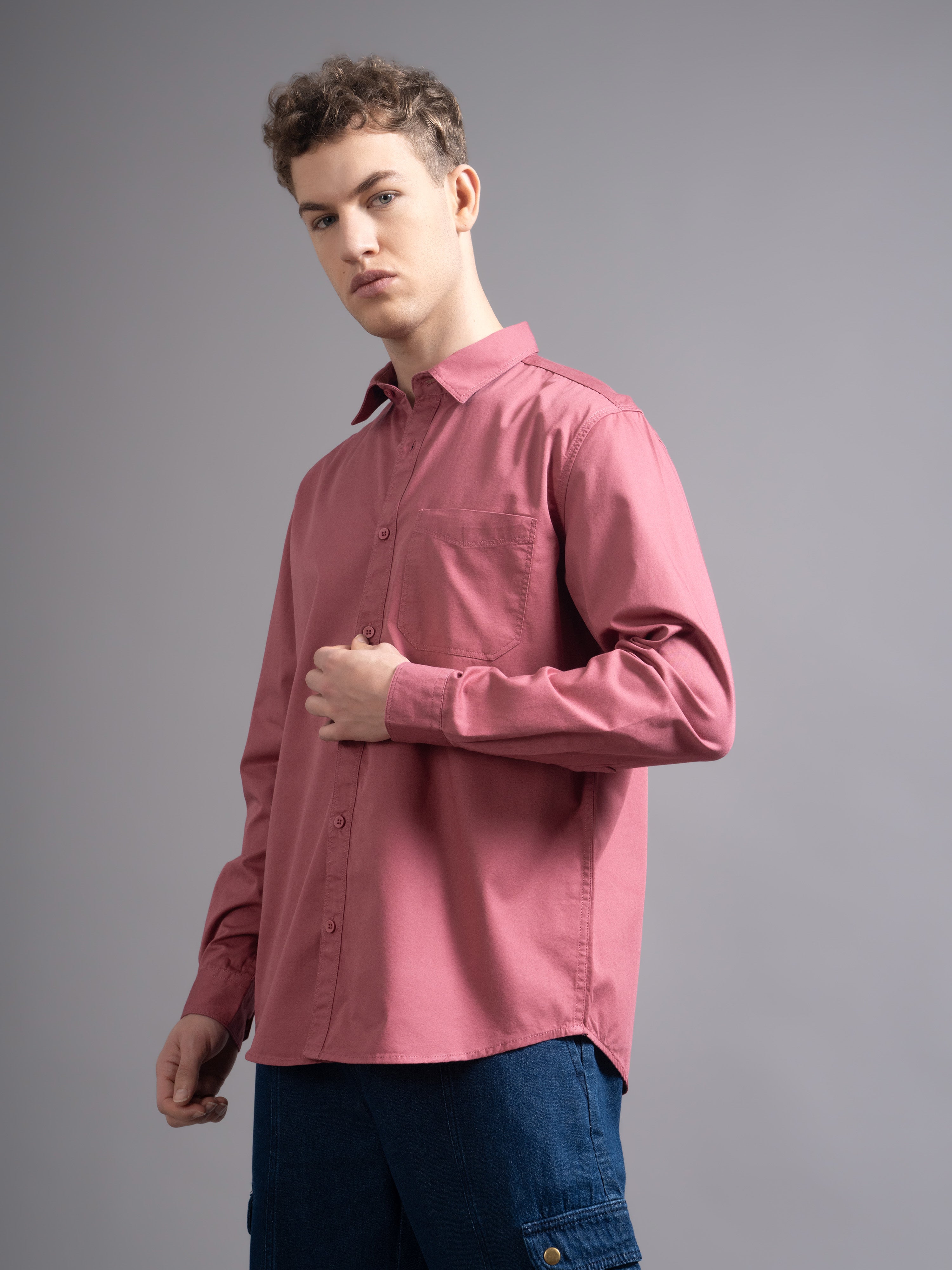 Men Mauve Twill Shirt