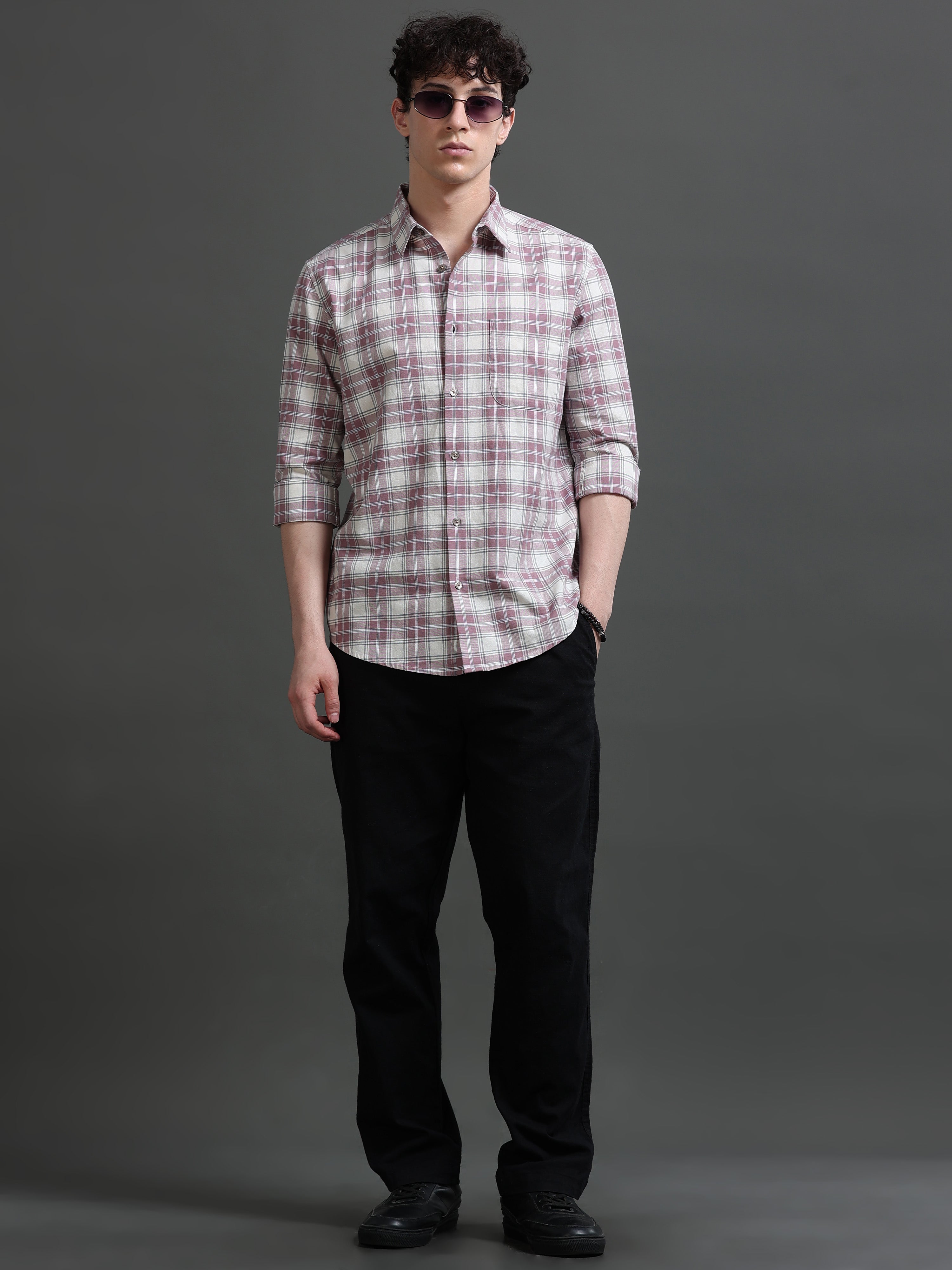 Men Mauve Check Shirt