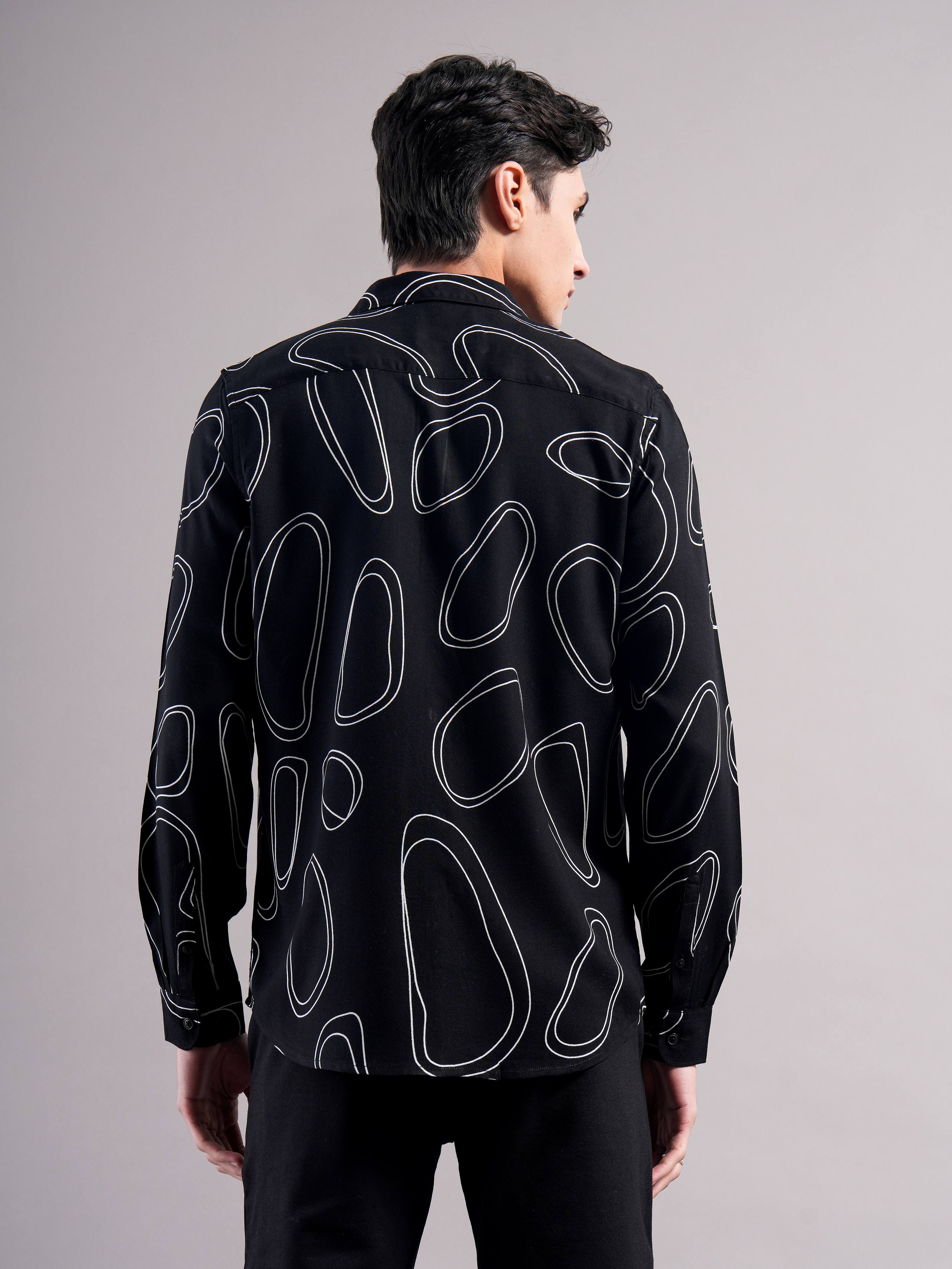 Men Black Printed Casual Shirt