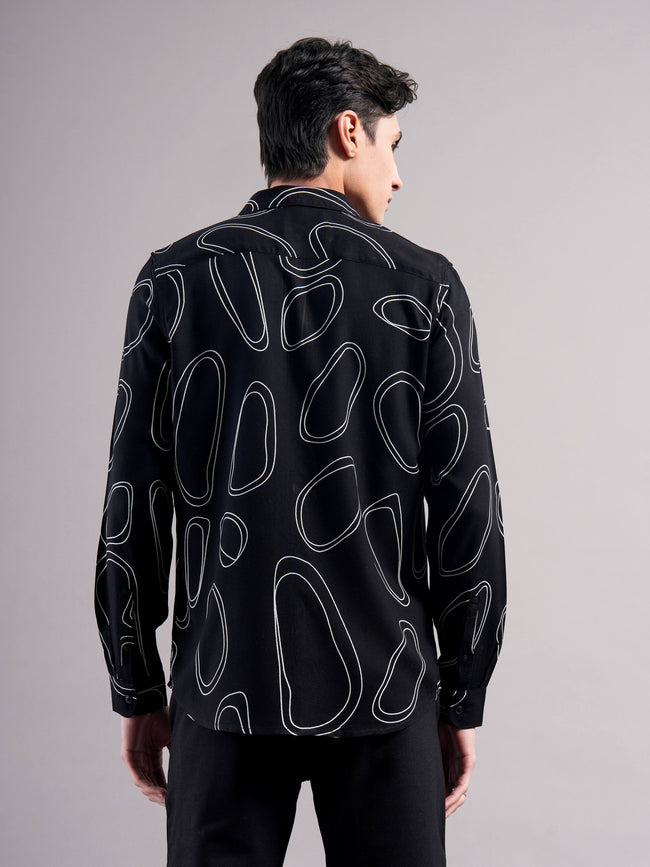 Men Black Printed Casual Shirt