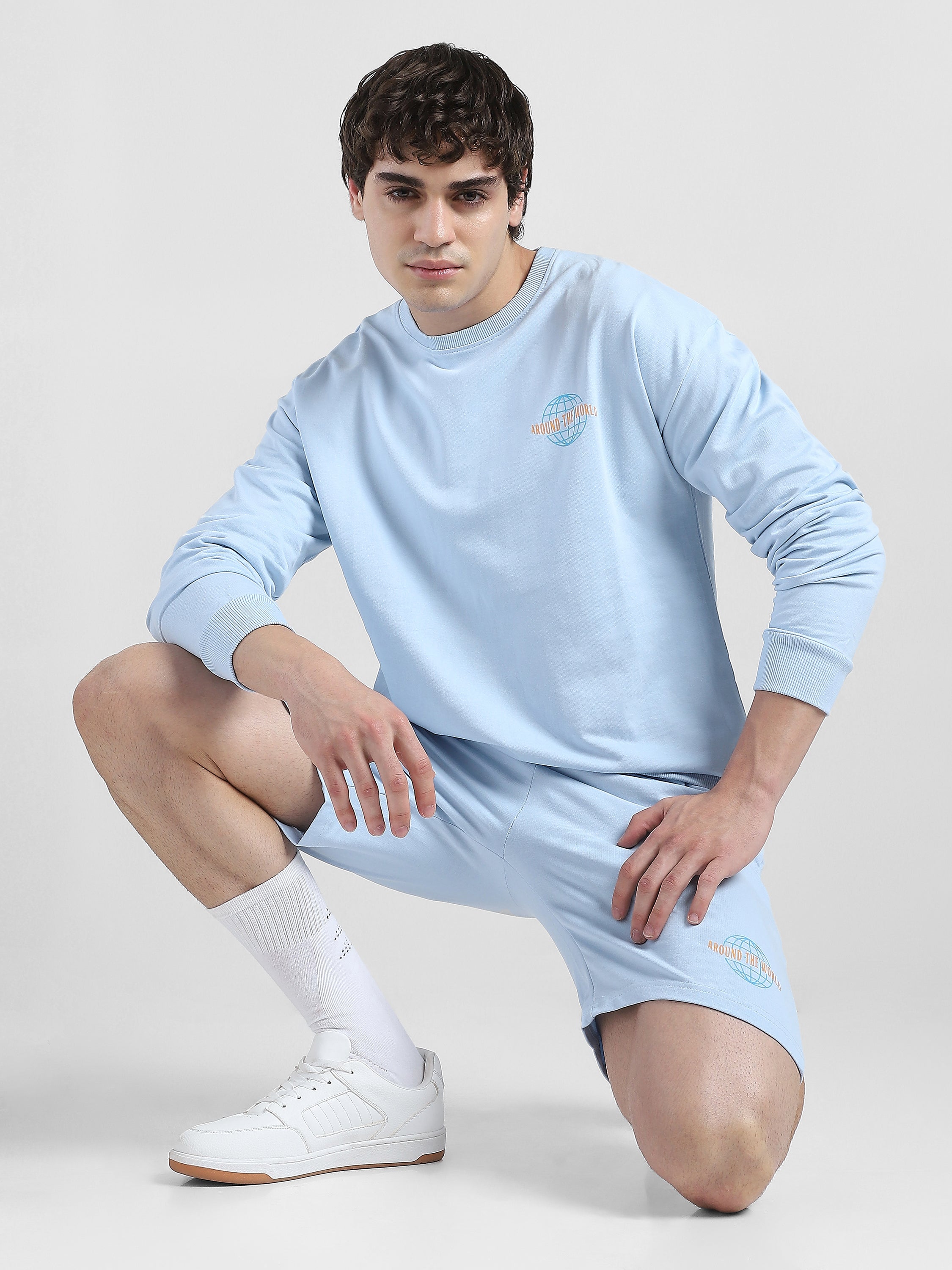 Men Blue Oversized Co-ord Set