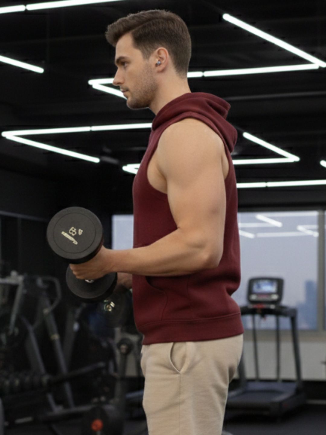Men Maroon Solid Cotton T-Shirt