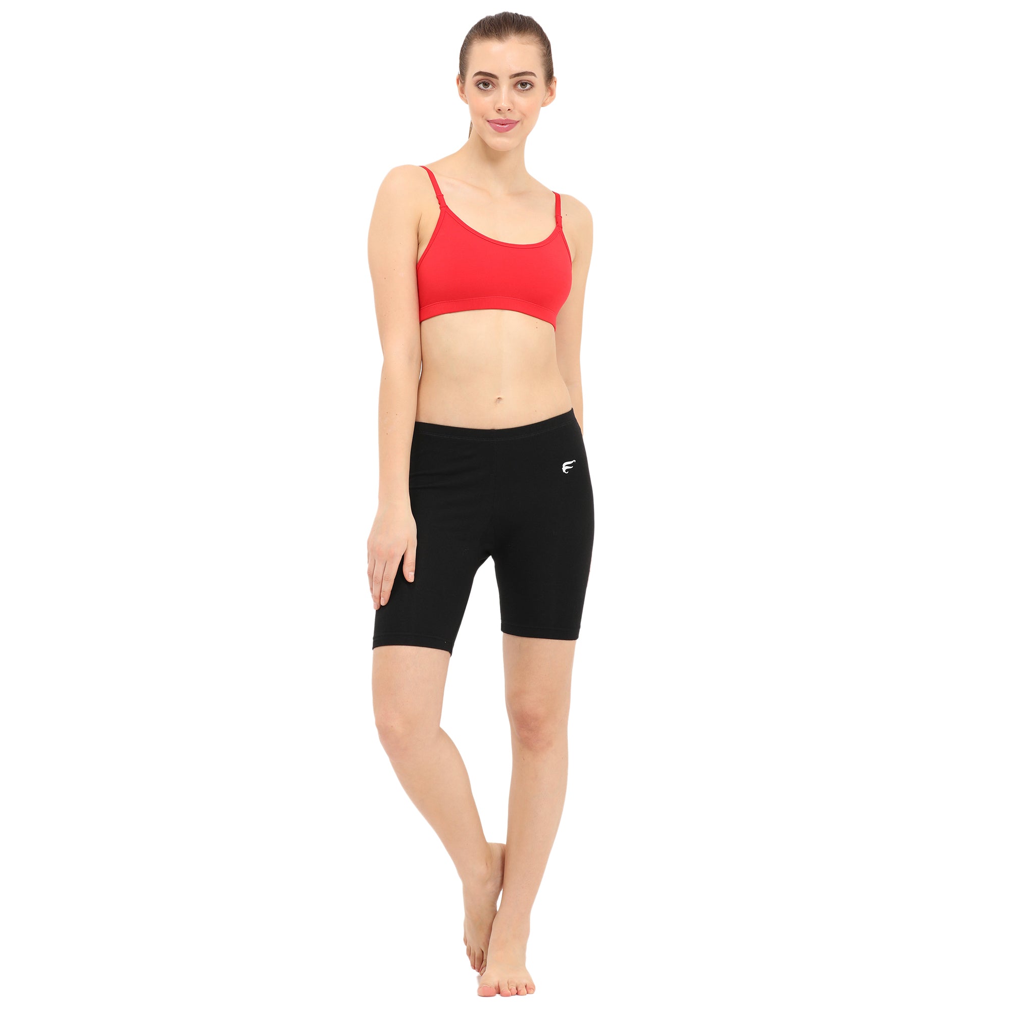 Women Black Thigh Length Cycling Shorts