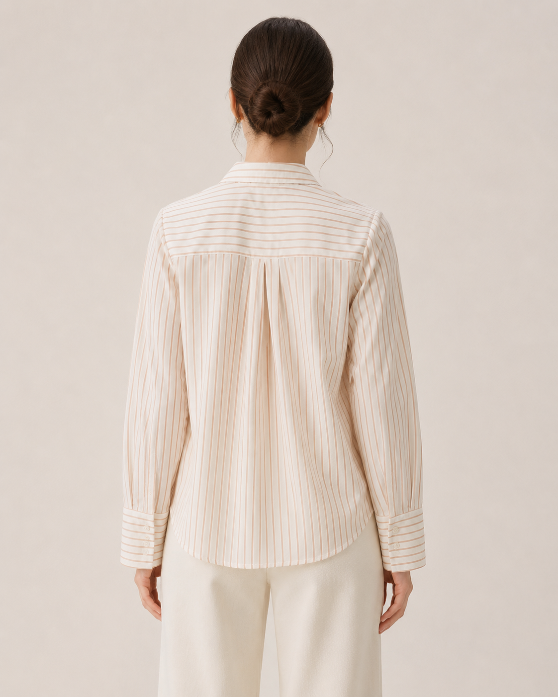Women Pink Cotton Shirt With Neck Tie Ribbon