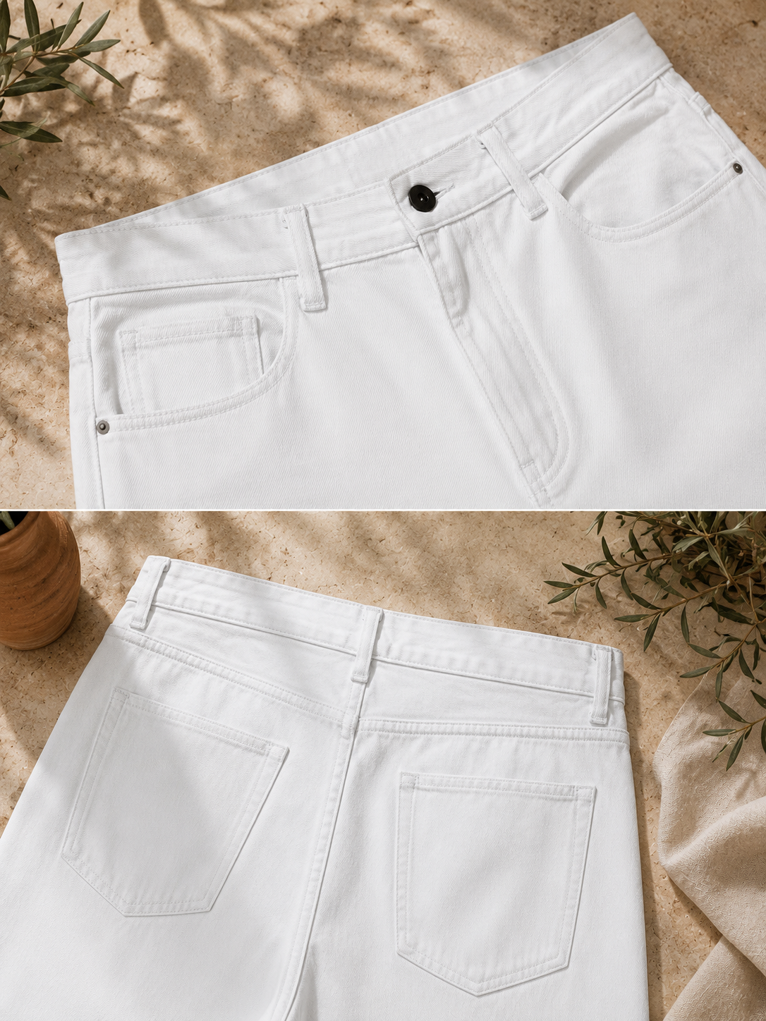Men White Wide Leg Baggy Jeans