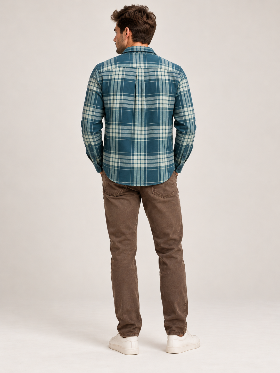 Men Green Checked Casual Shirt