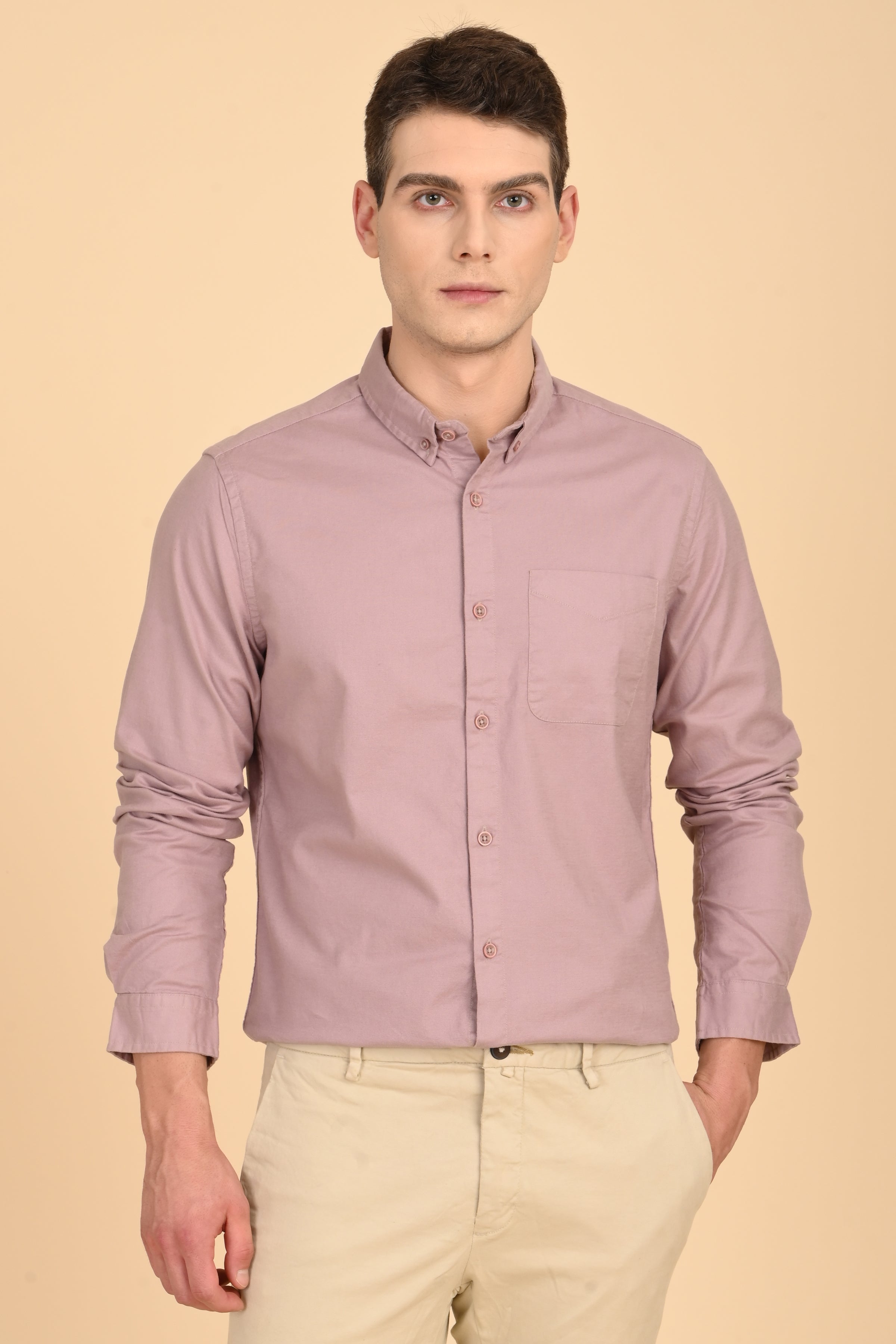 Men Janet Soft Peached Oxford Shirt Dusky Pink