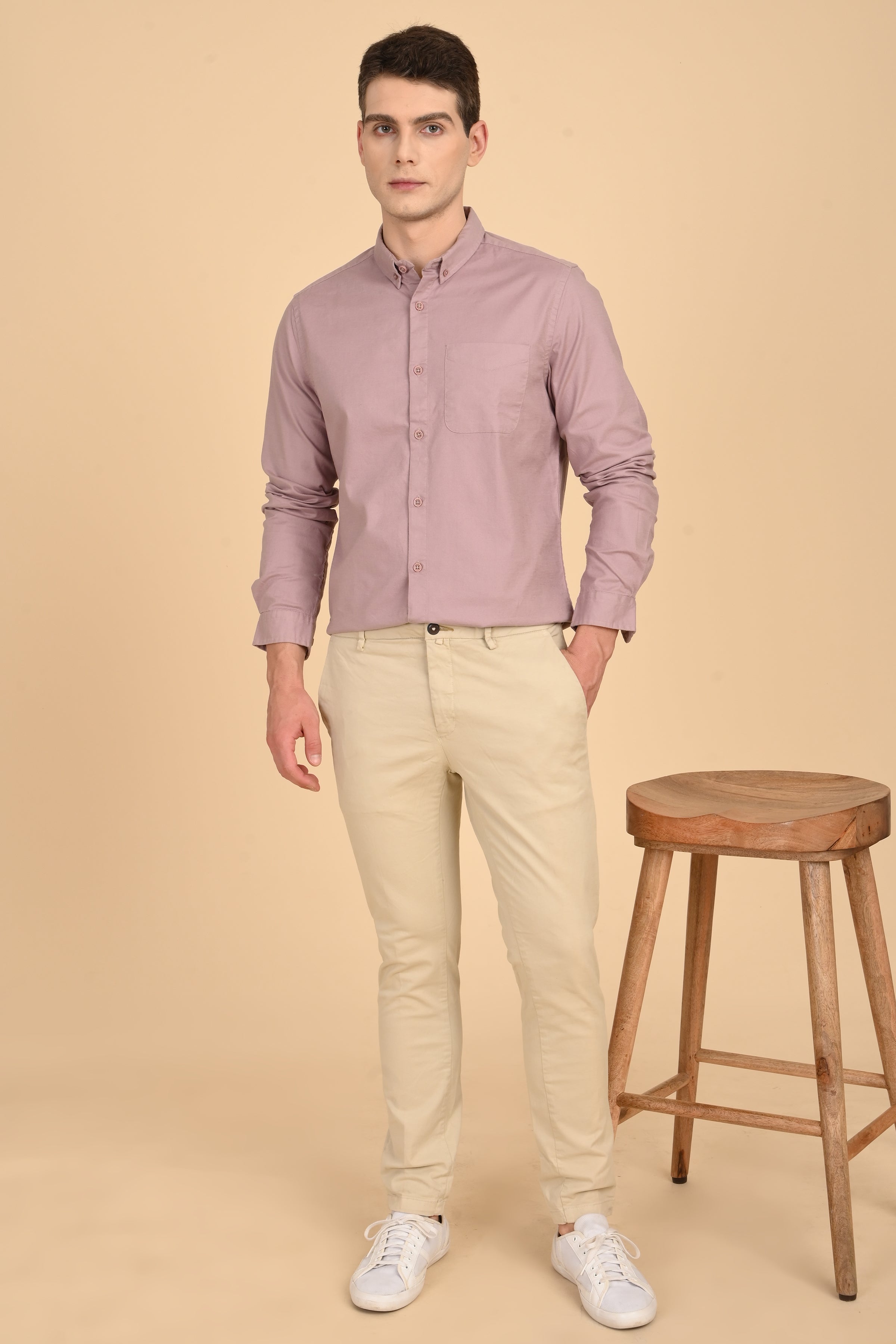 Men Janet Soft Peached Oxford Shirt Dusky Pink