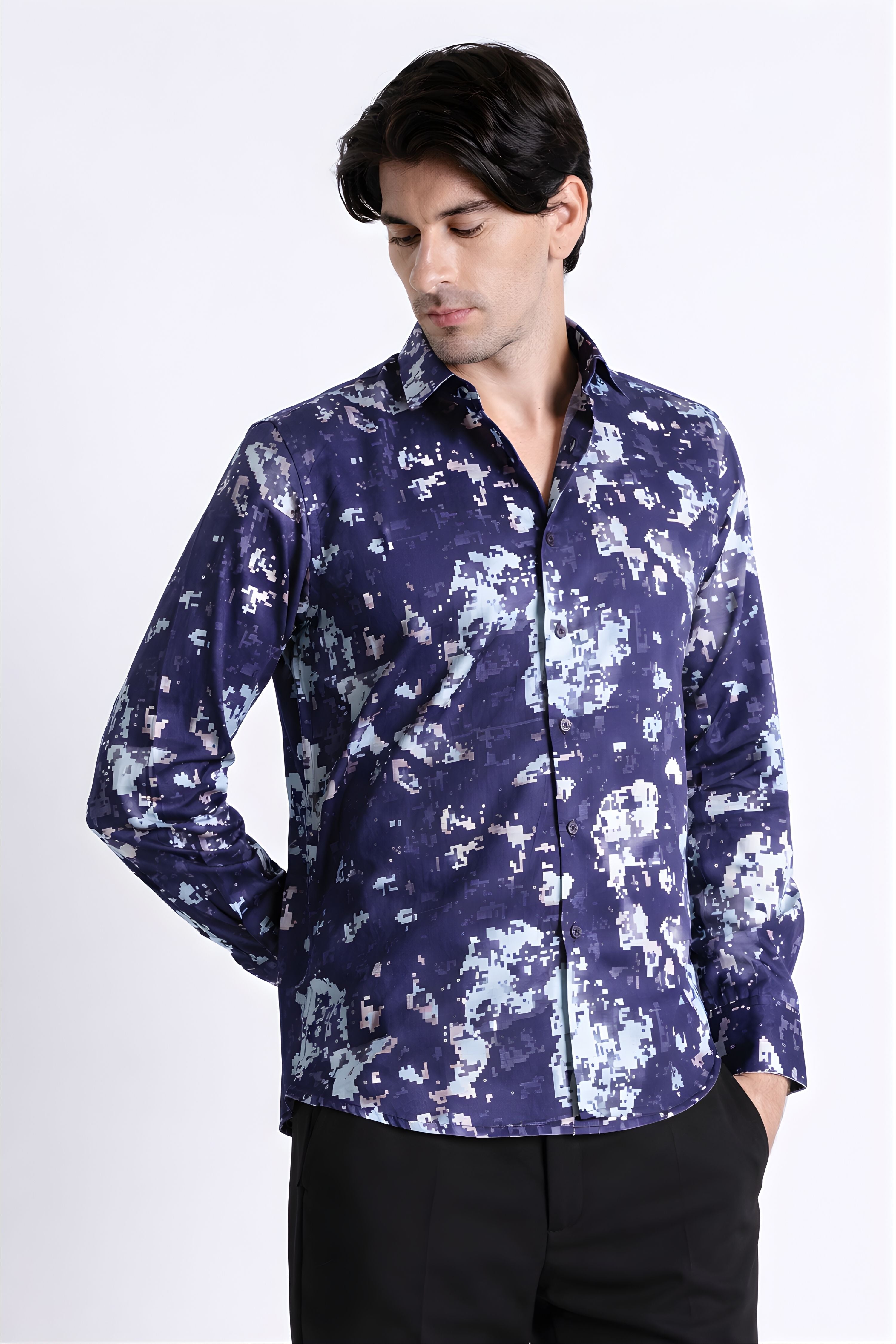Men Refined Floral Digital Print Shirt