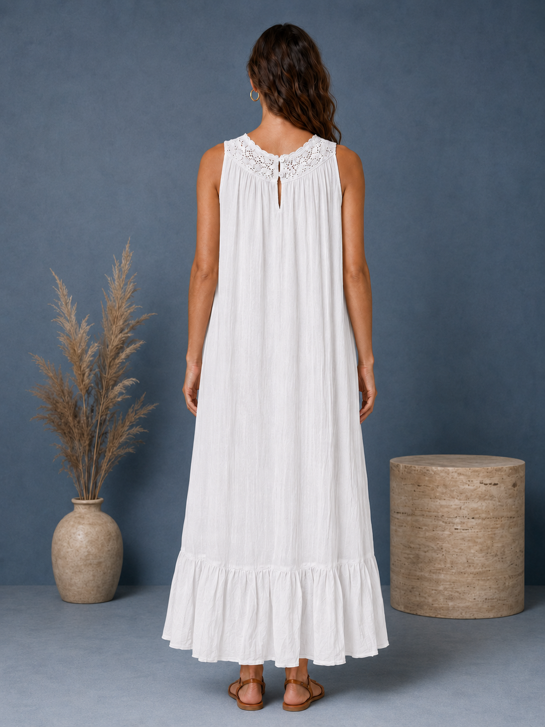 Women White Embroidered Bohemian Maxi Dress