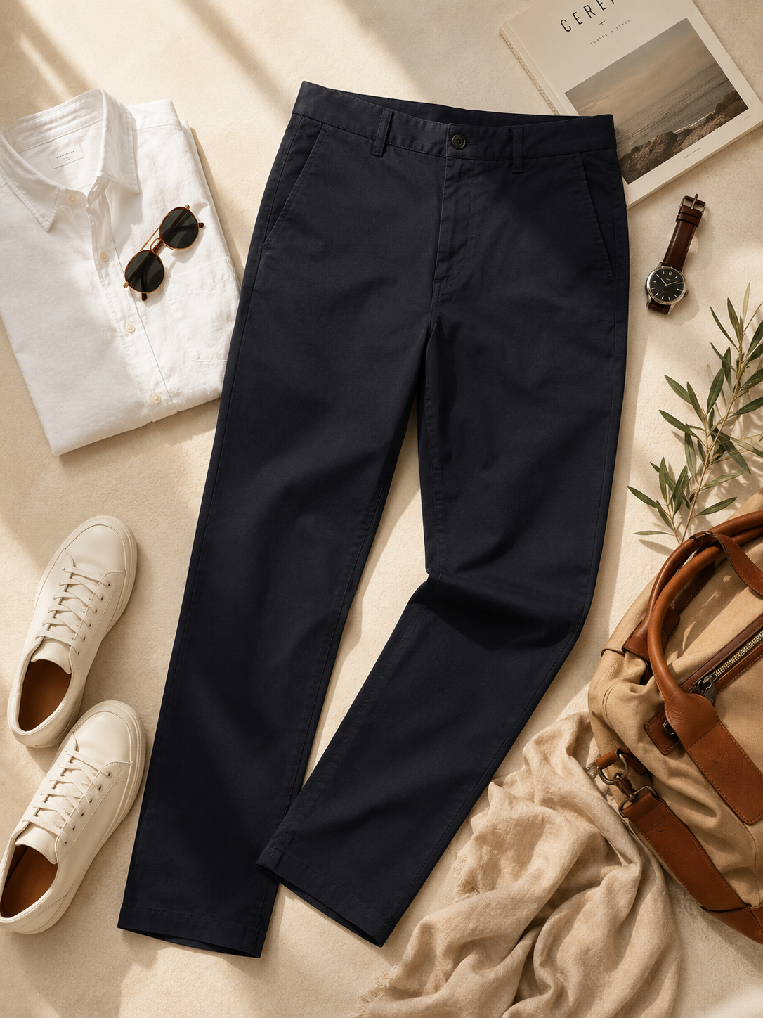 Men Black Contemporary Chino Trousers