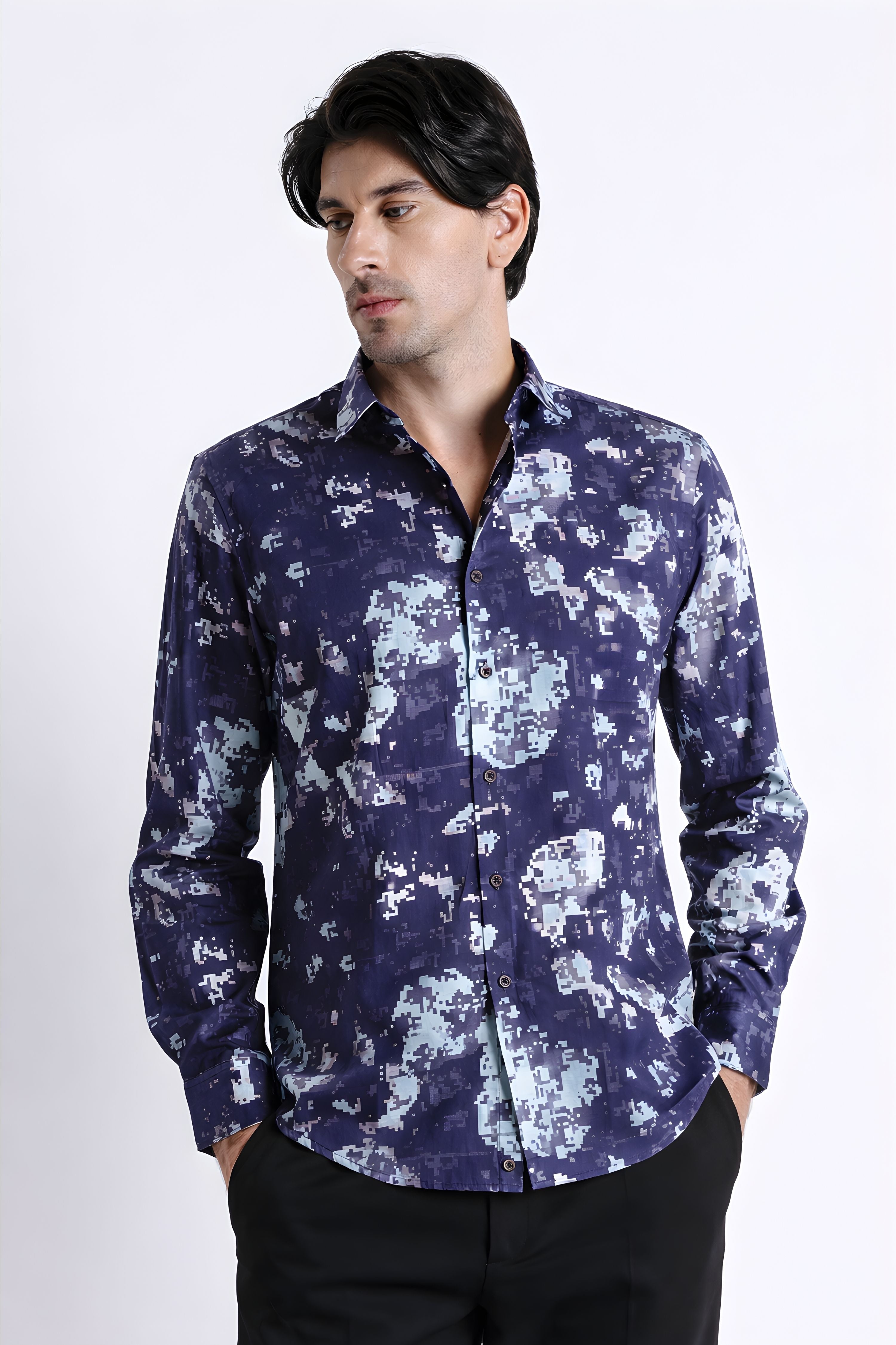 Men Refined Floral Digital Print Shirt
