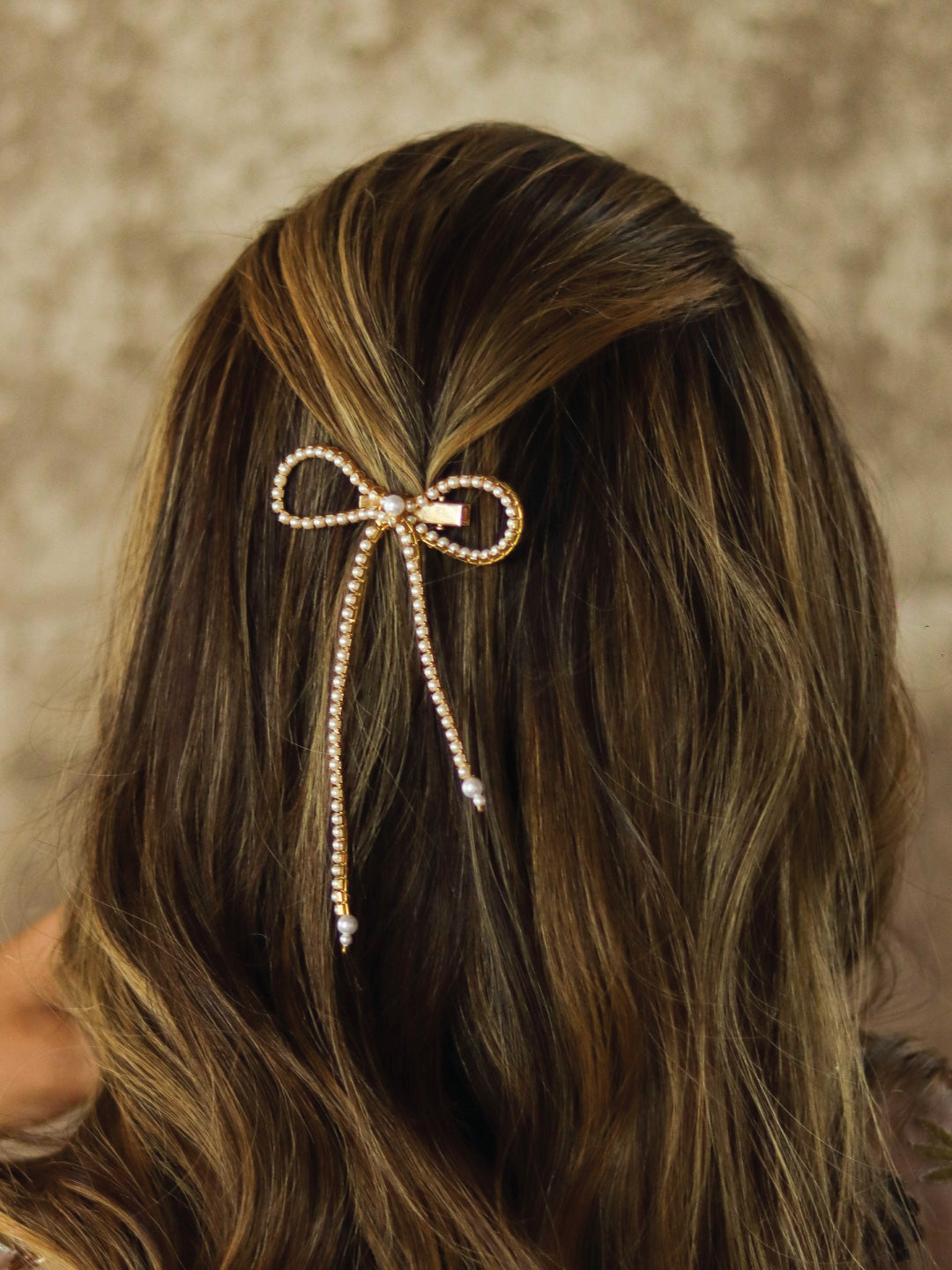 Gold Pearl Hair Bow Alligator Clip