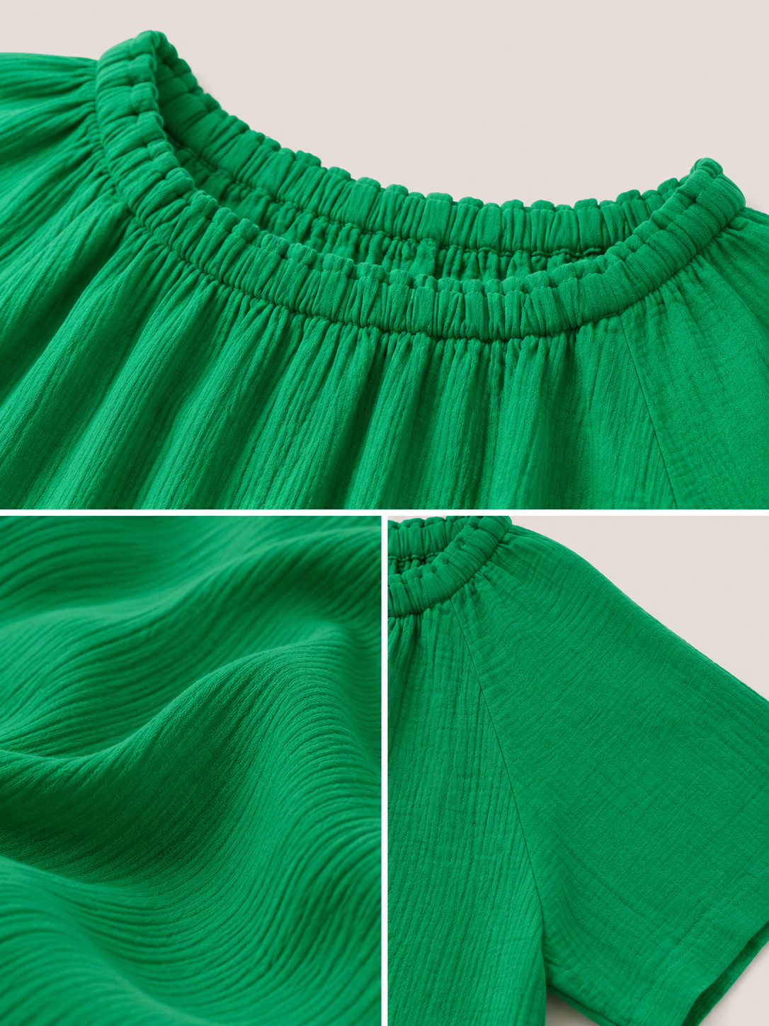 Women Green Gathered Neck Top
