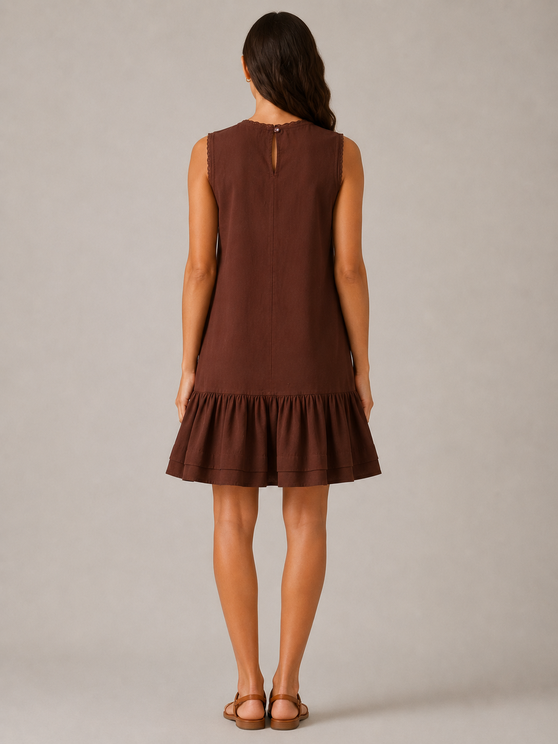 Women Brown Tiered Mini Dress