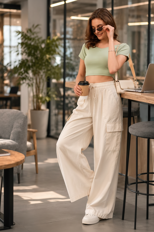 Women Green Off-Shoulder Fitted Top