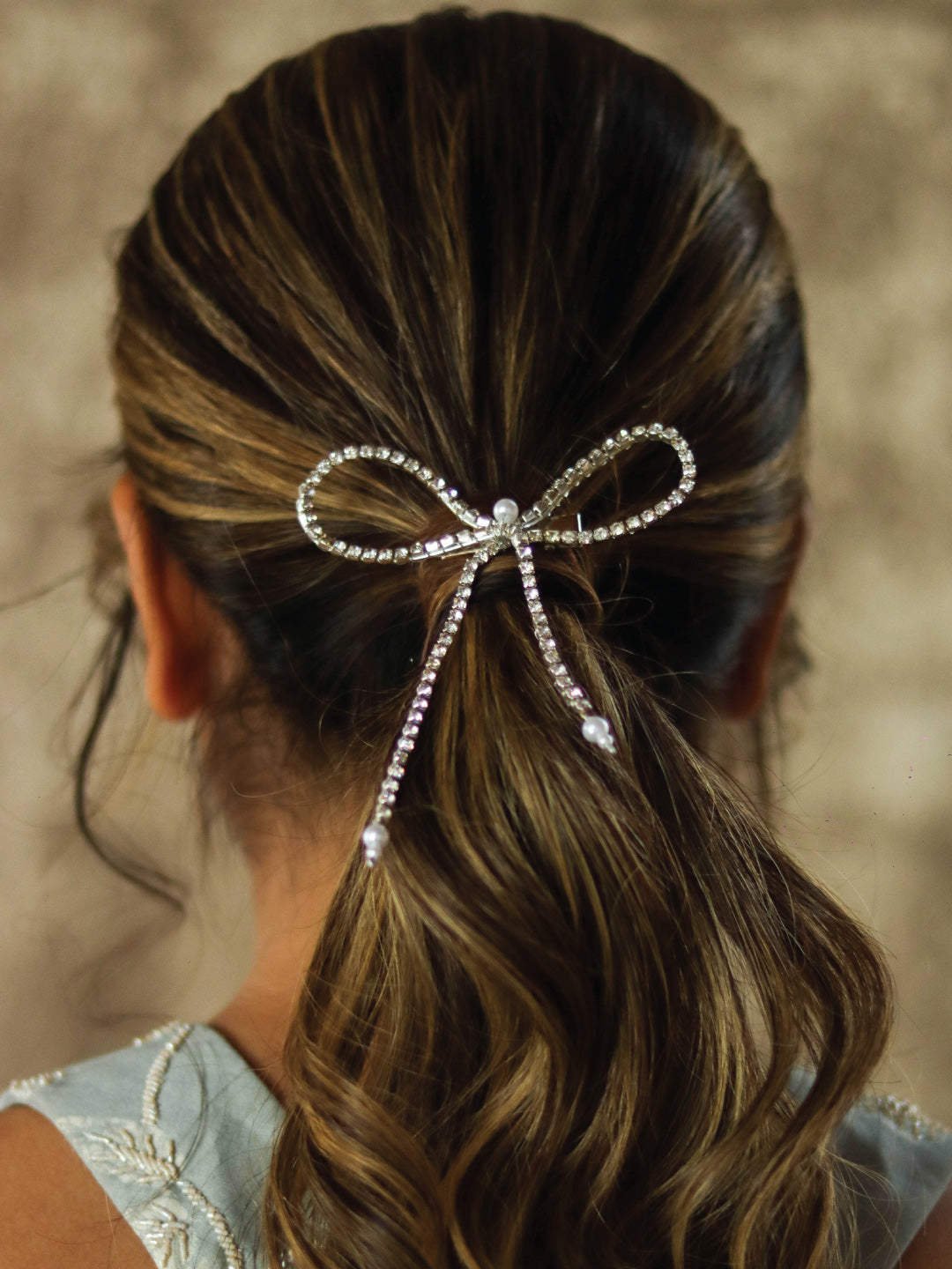 Silver Crystal Hair Bow