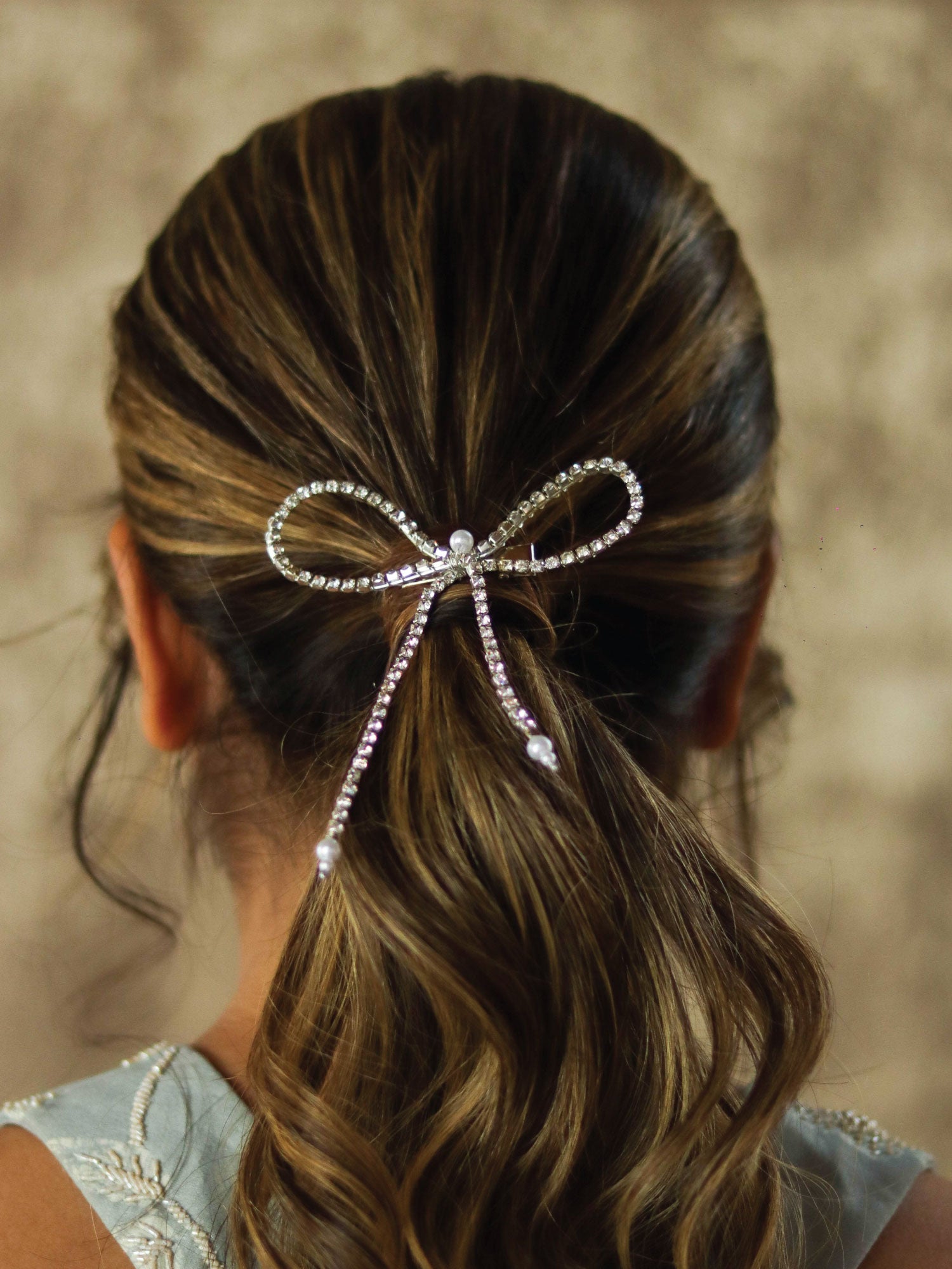 Silver Crystal Hair Bow