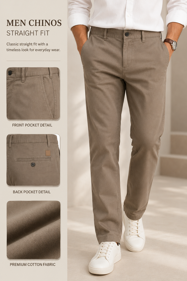 Men Brown Contemporary Chino Trousers