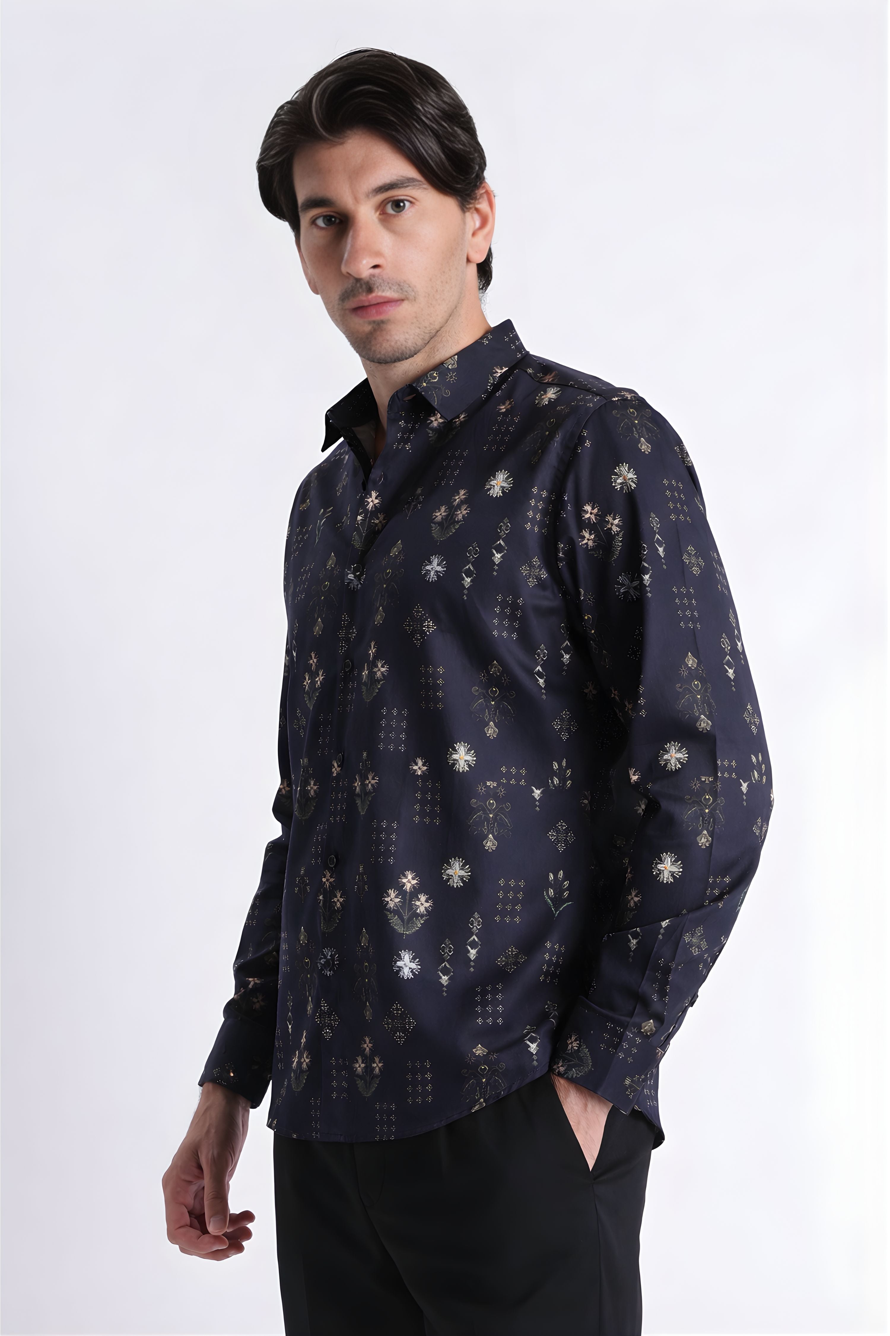 Men Refined Floral Digital Print Shirt