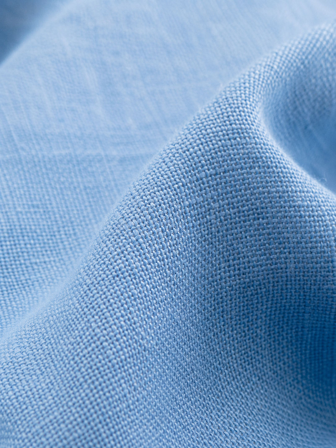 Men Blue Linen Band Collar Shirt