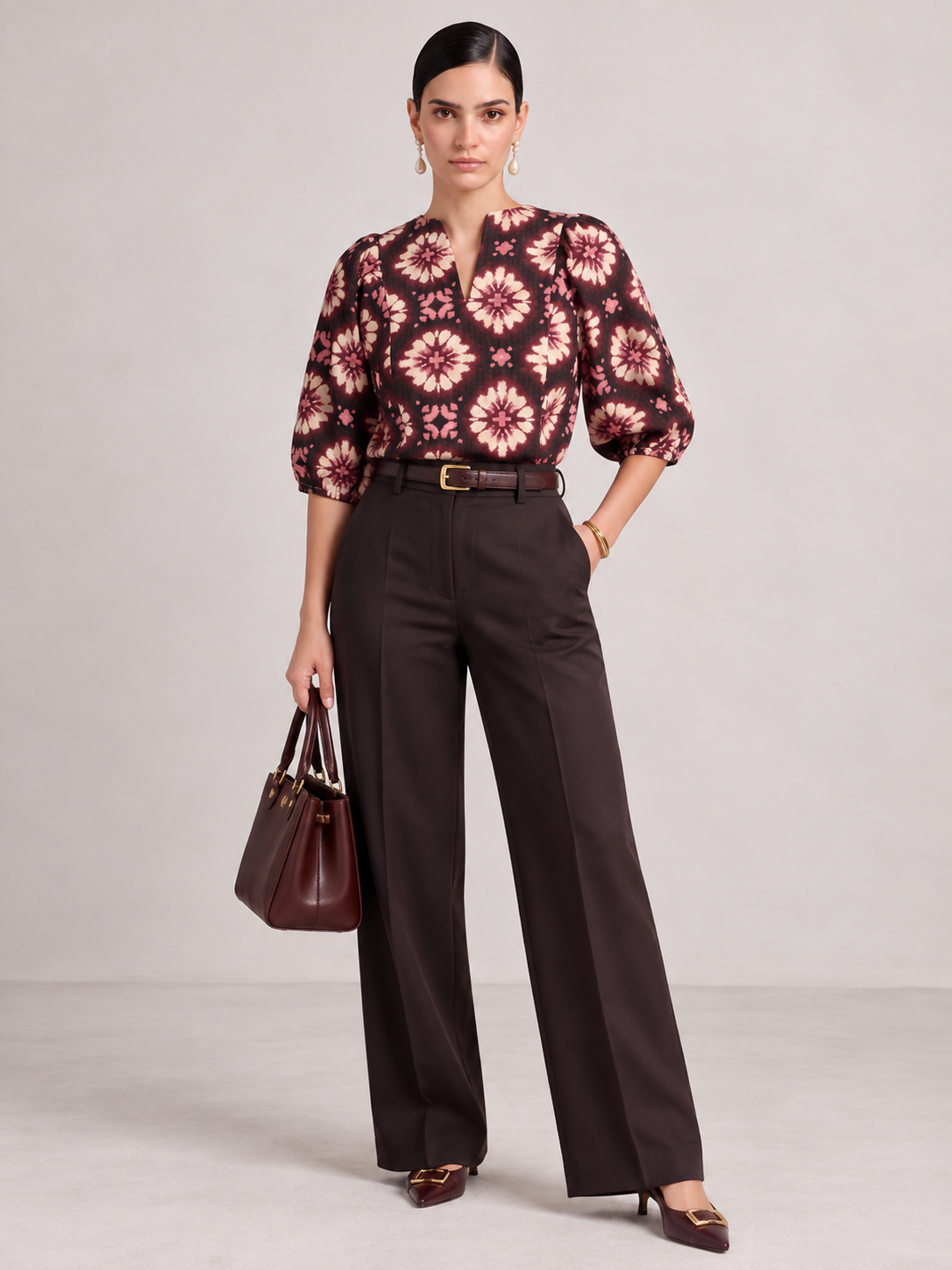 Women Retro Floral Relaxed Top
