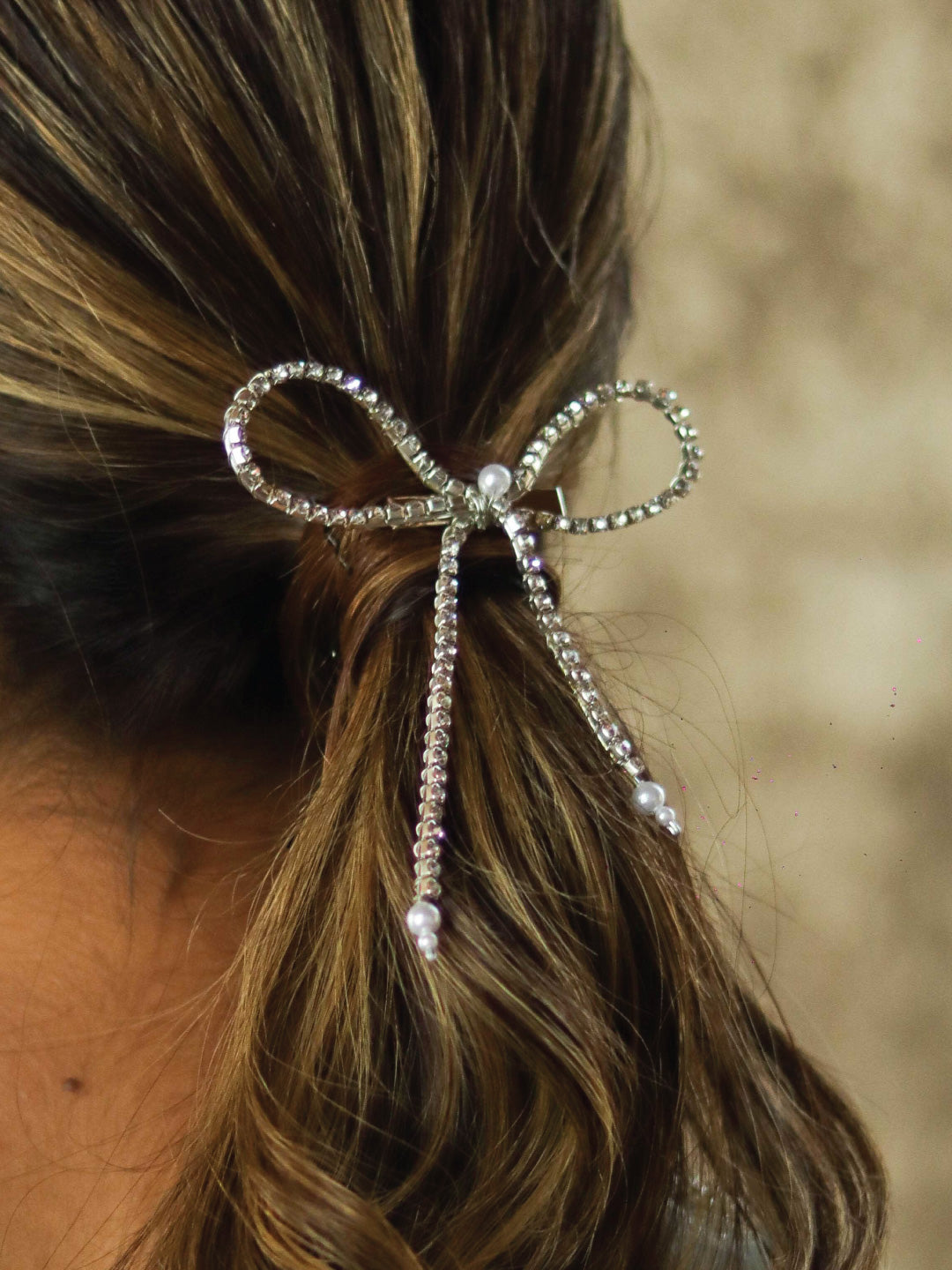 Silver Crystal Hair Bow