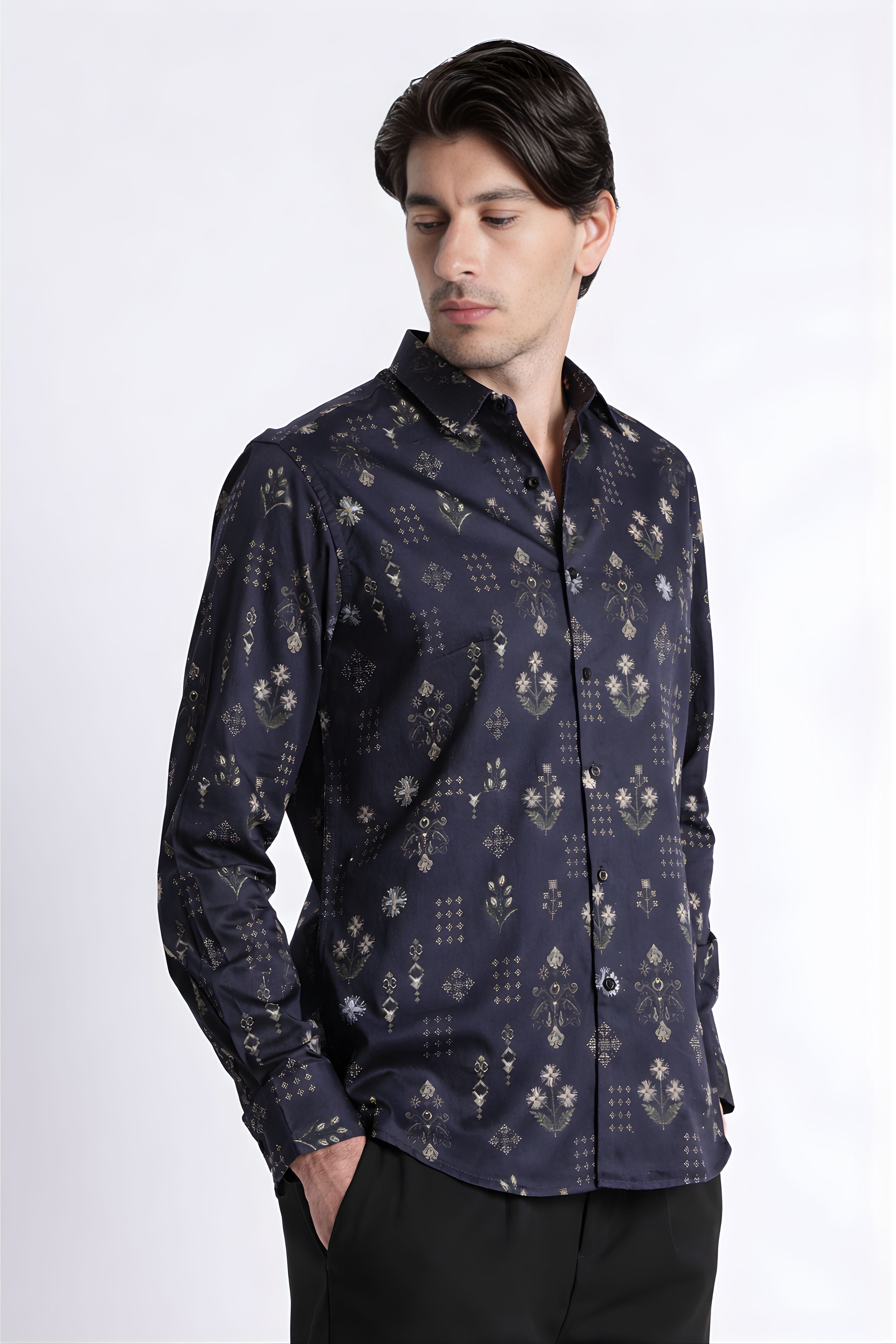 Men Refined Floral Digital Print Shirt