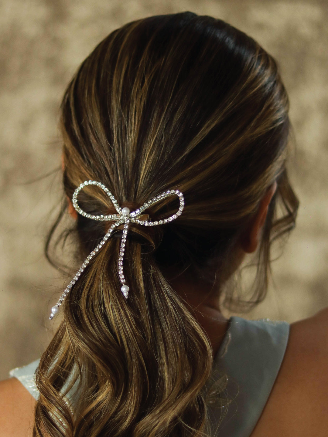 Silver Crystal Hair Bow