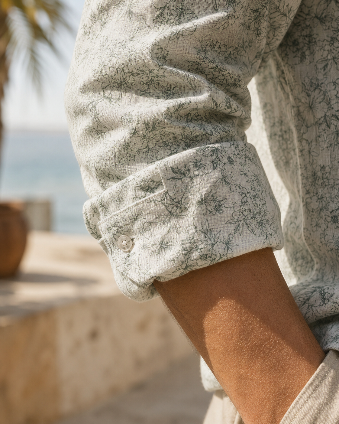 Men Green Floral Sketch Shirt