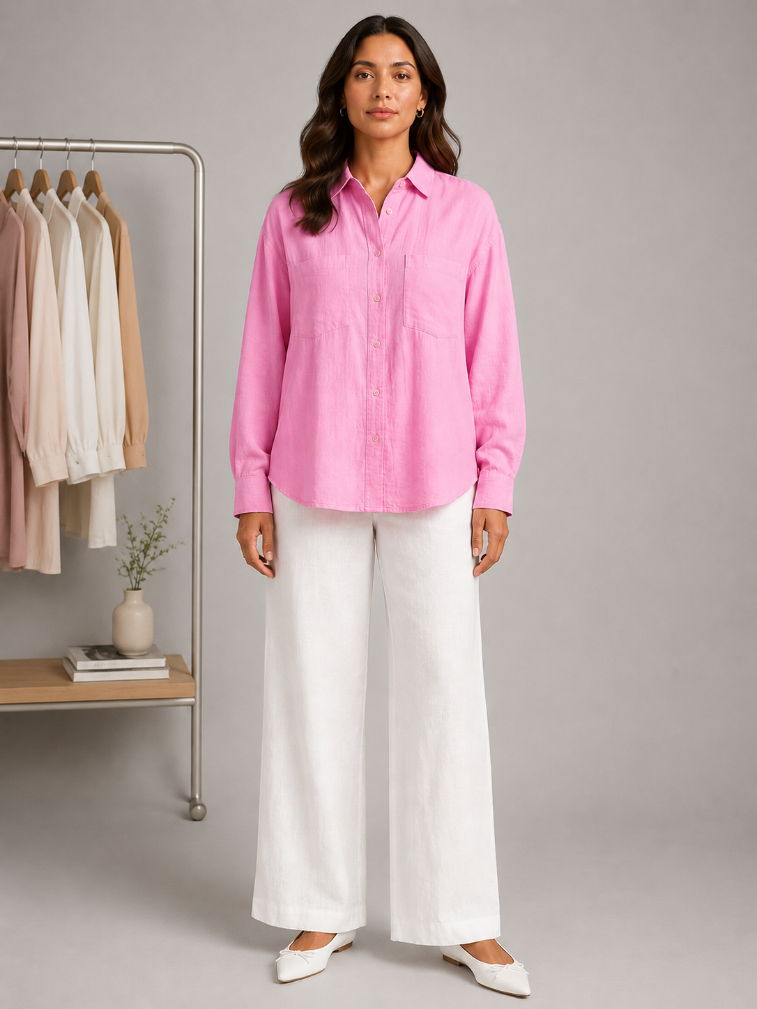 Women Pink Classic Shirt