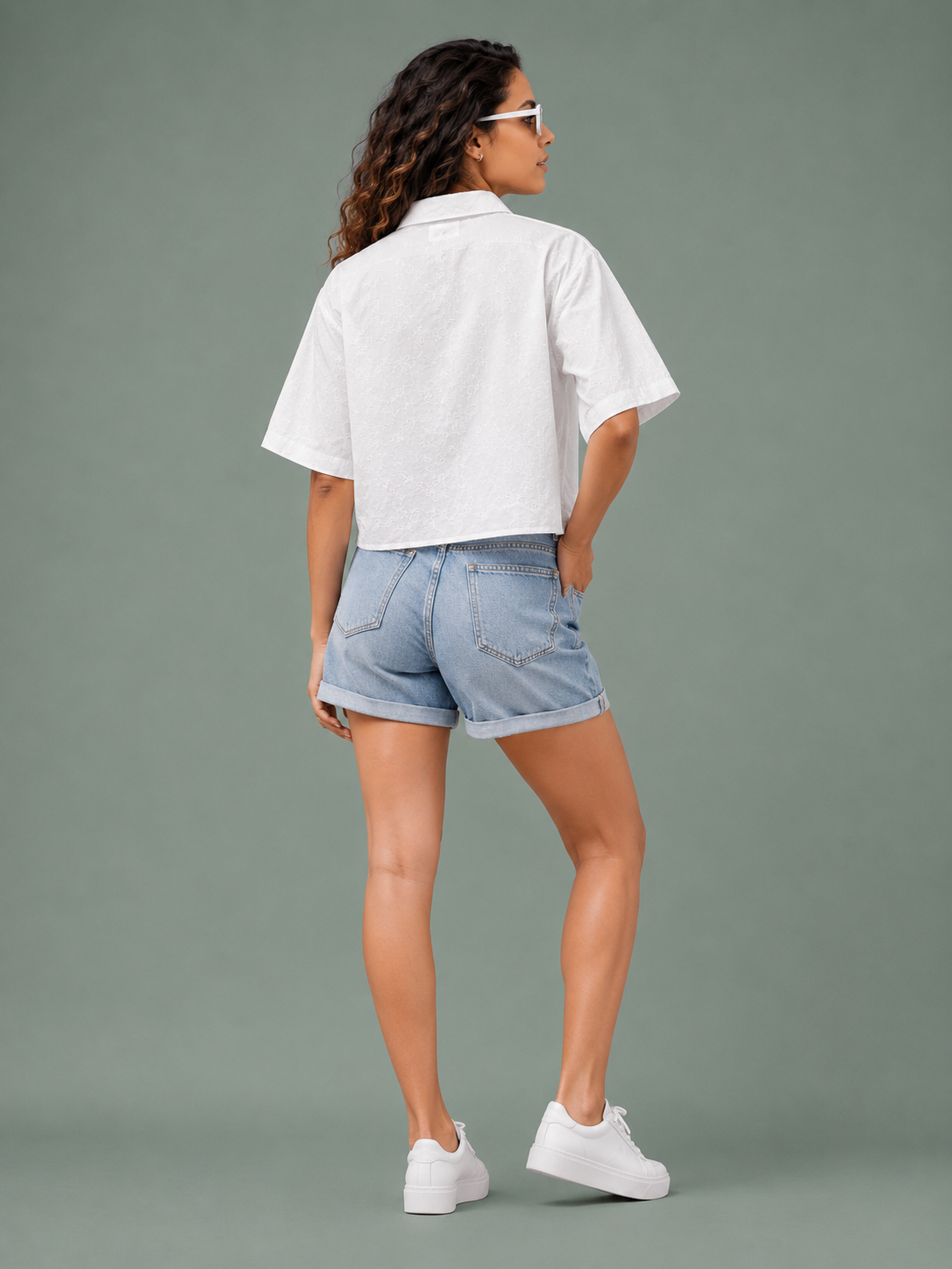 Women White Floral Embroidered Shirt