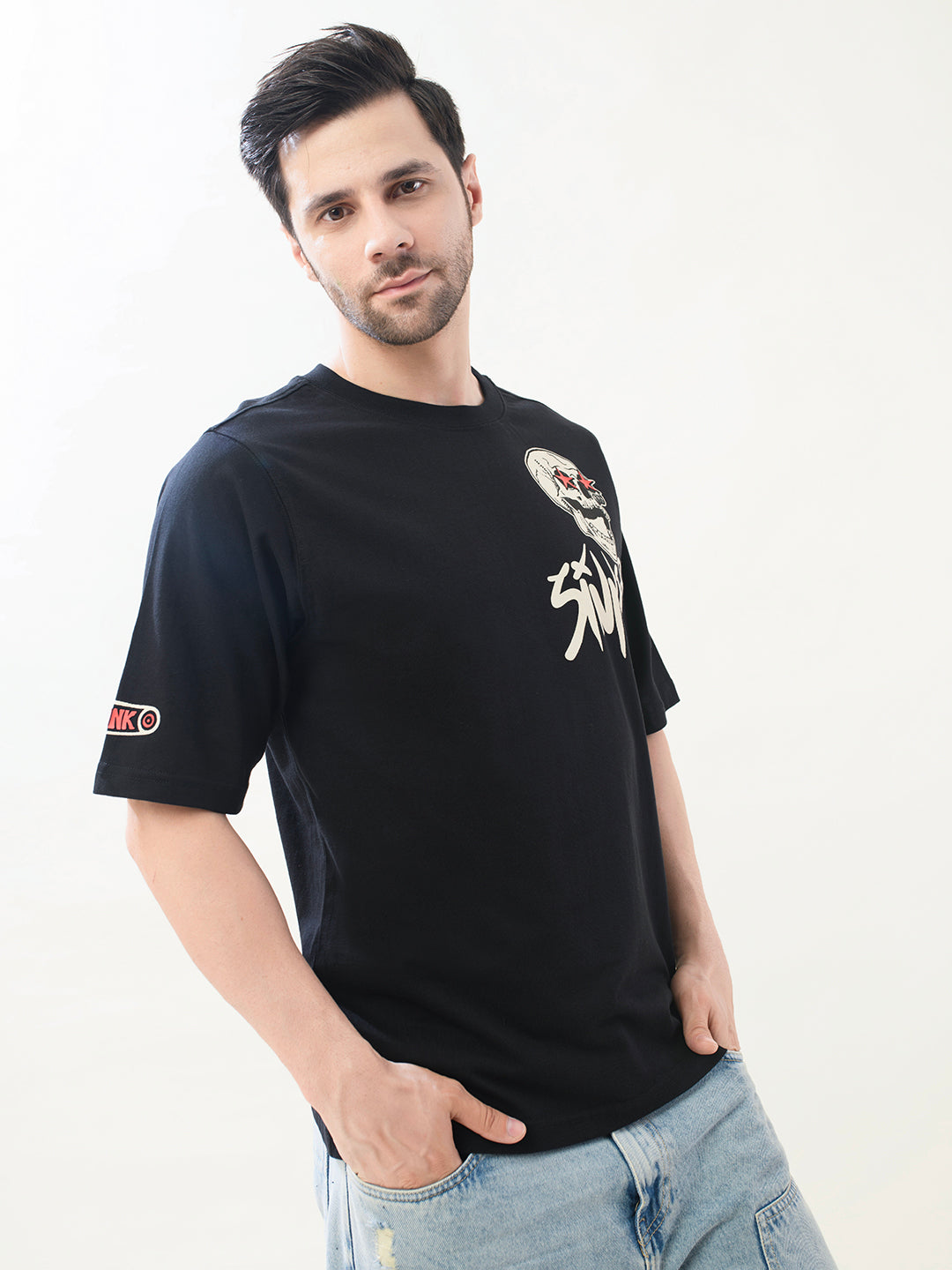 Men Black Cotton Oversized T-Shirt