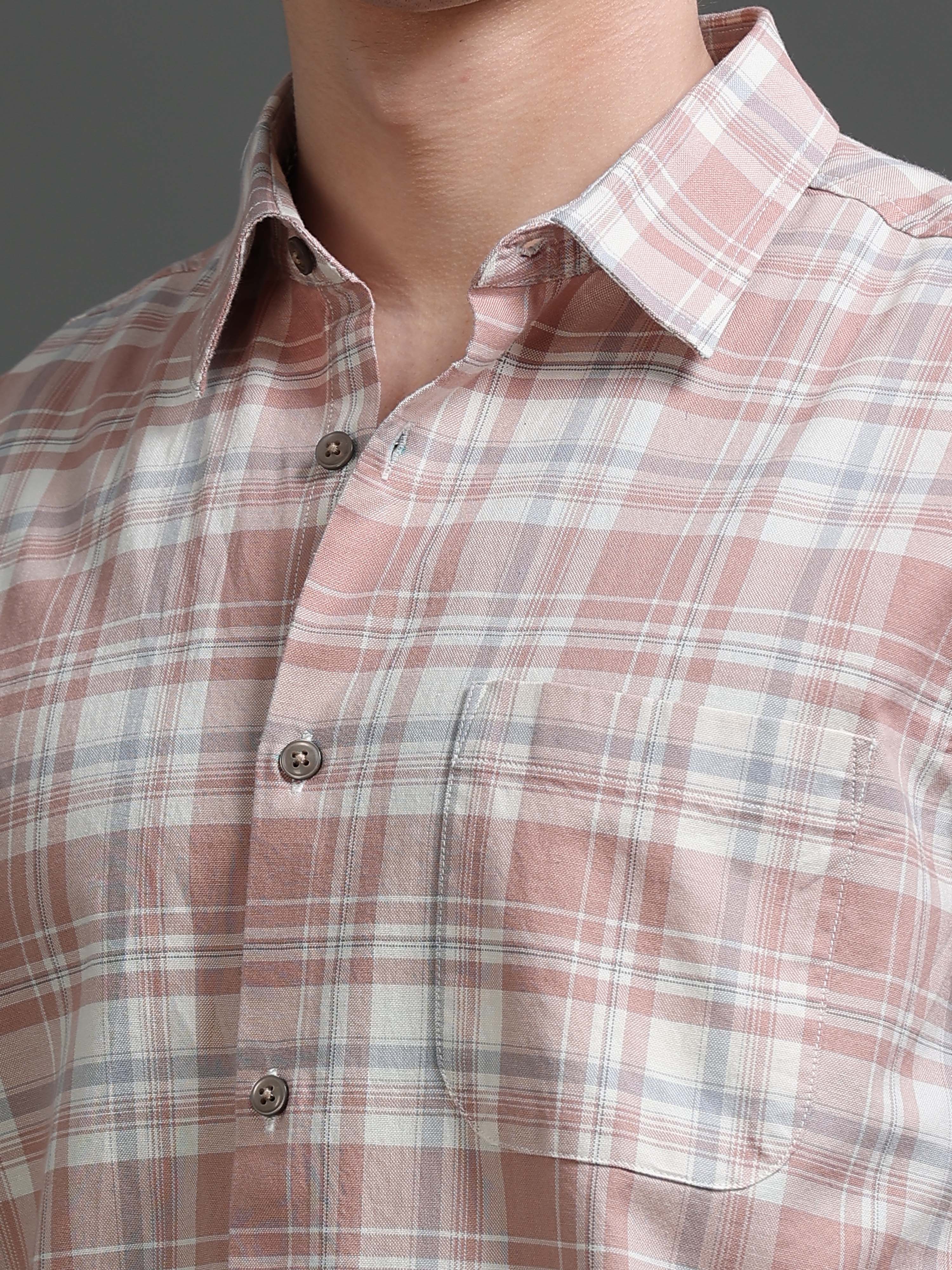 Men Taupe Check Shirt