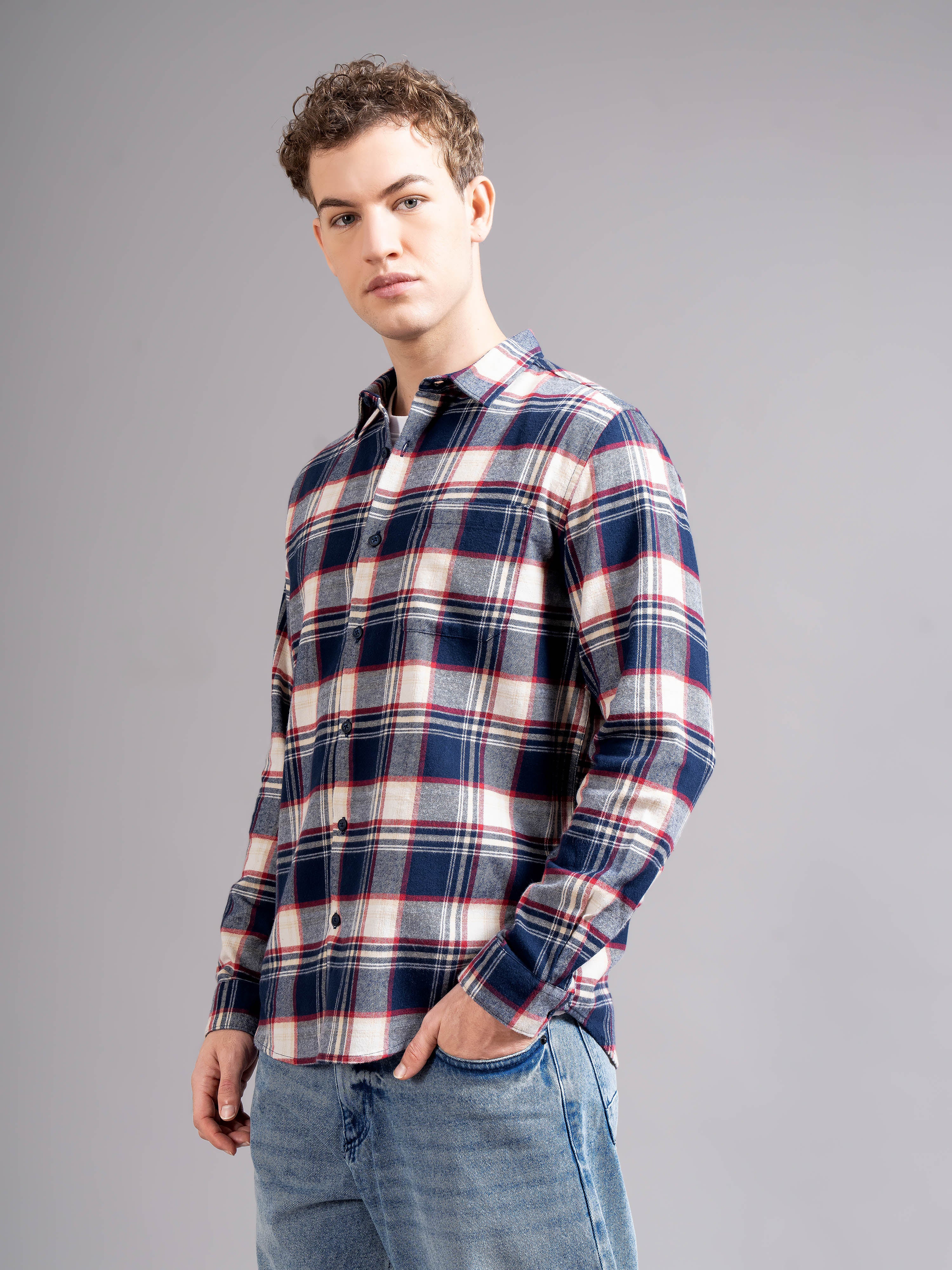 Men Multi Flannel Checked Shirt