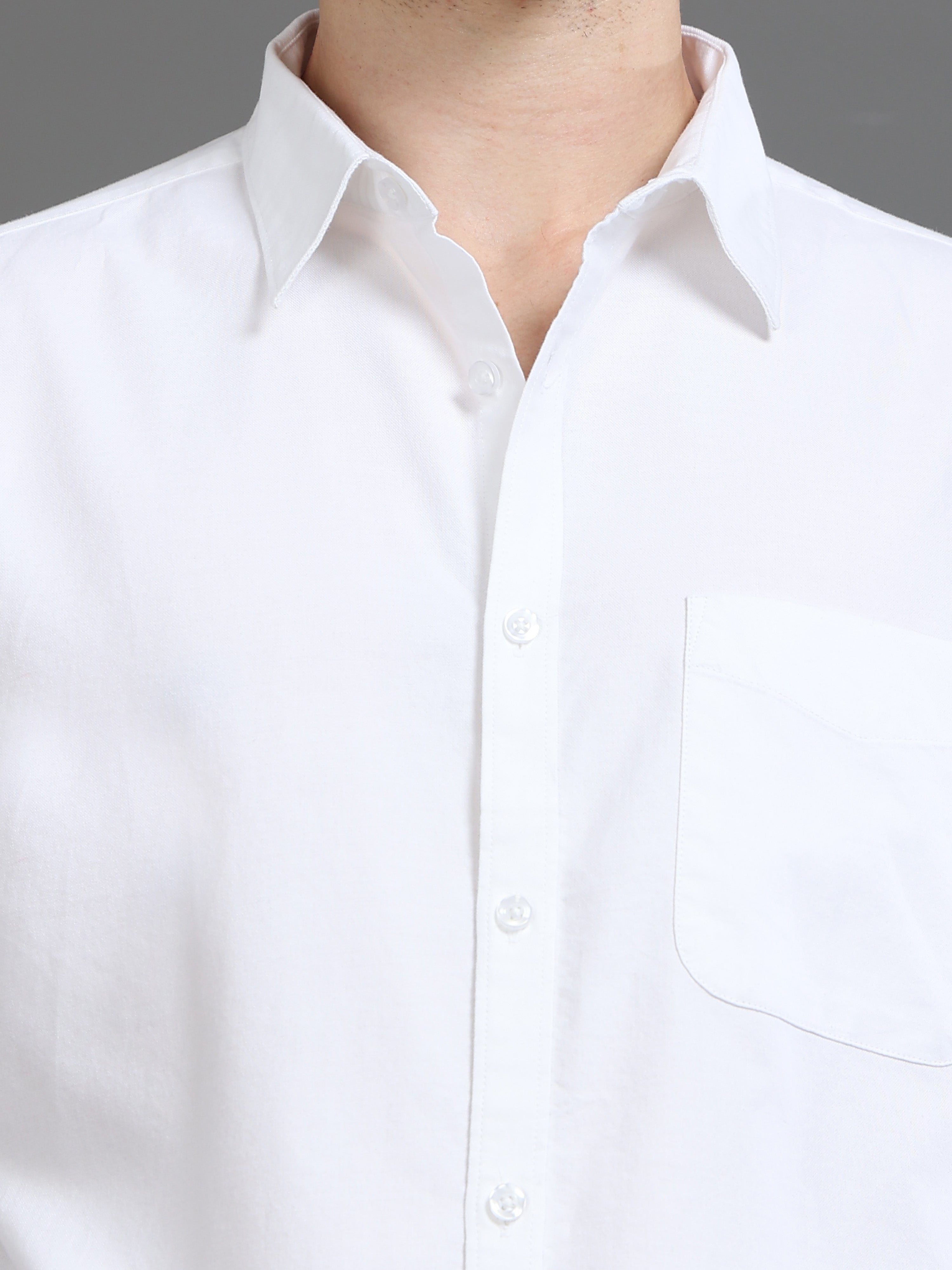 Men White Plain Shirt
