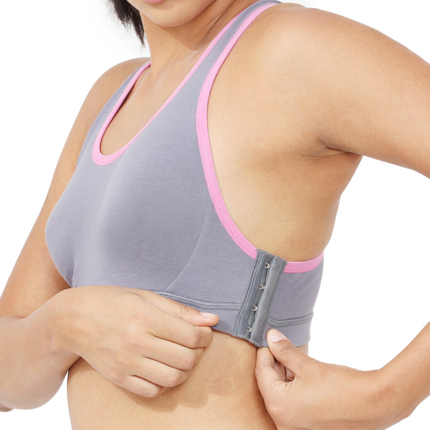 Racer Back Wirefree Removable Pad Side Closure Slip-on Sports Bra