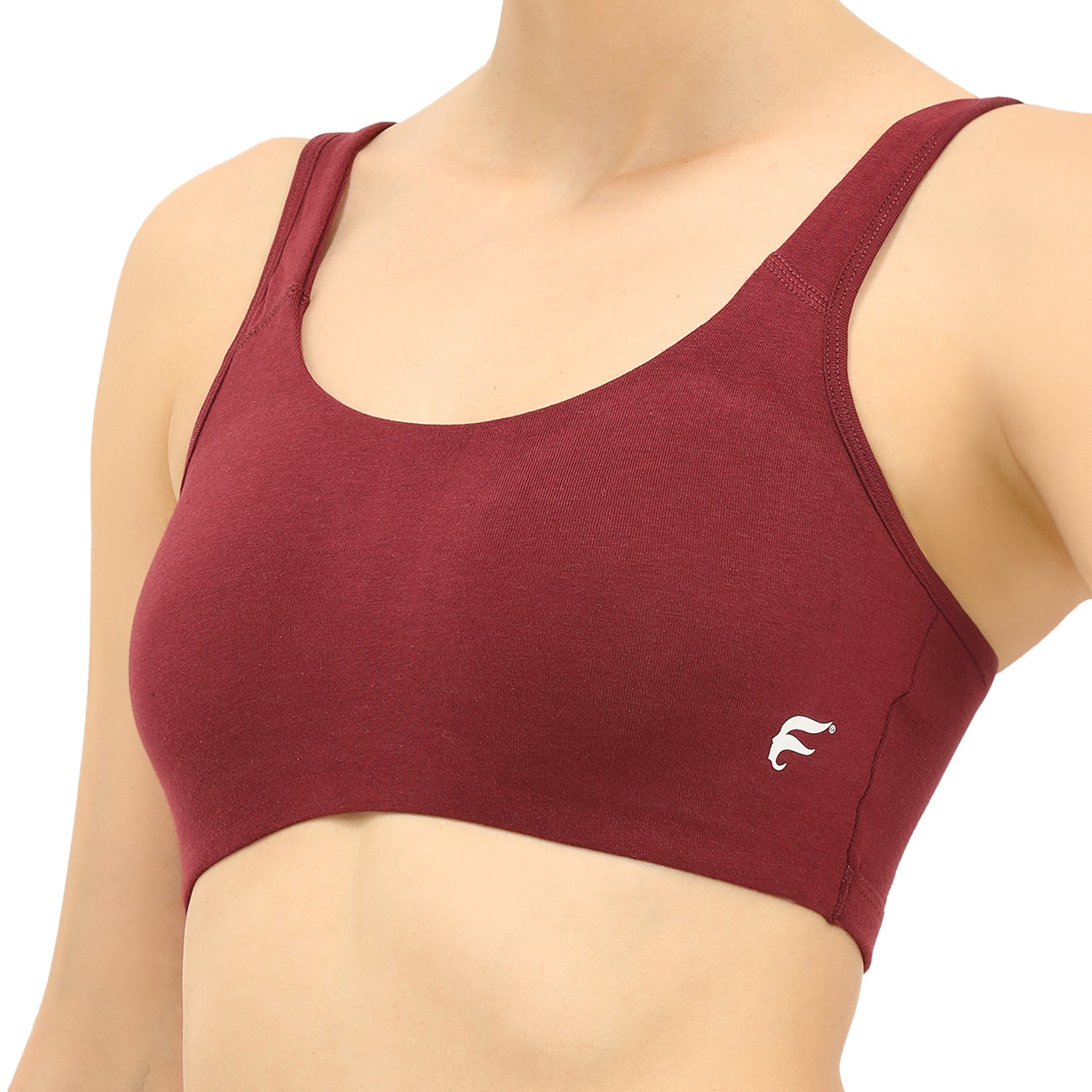 Non-padded Non-wired Full Coverage Slip-on Moulded Double Layered Sports Bra