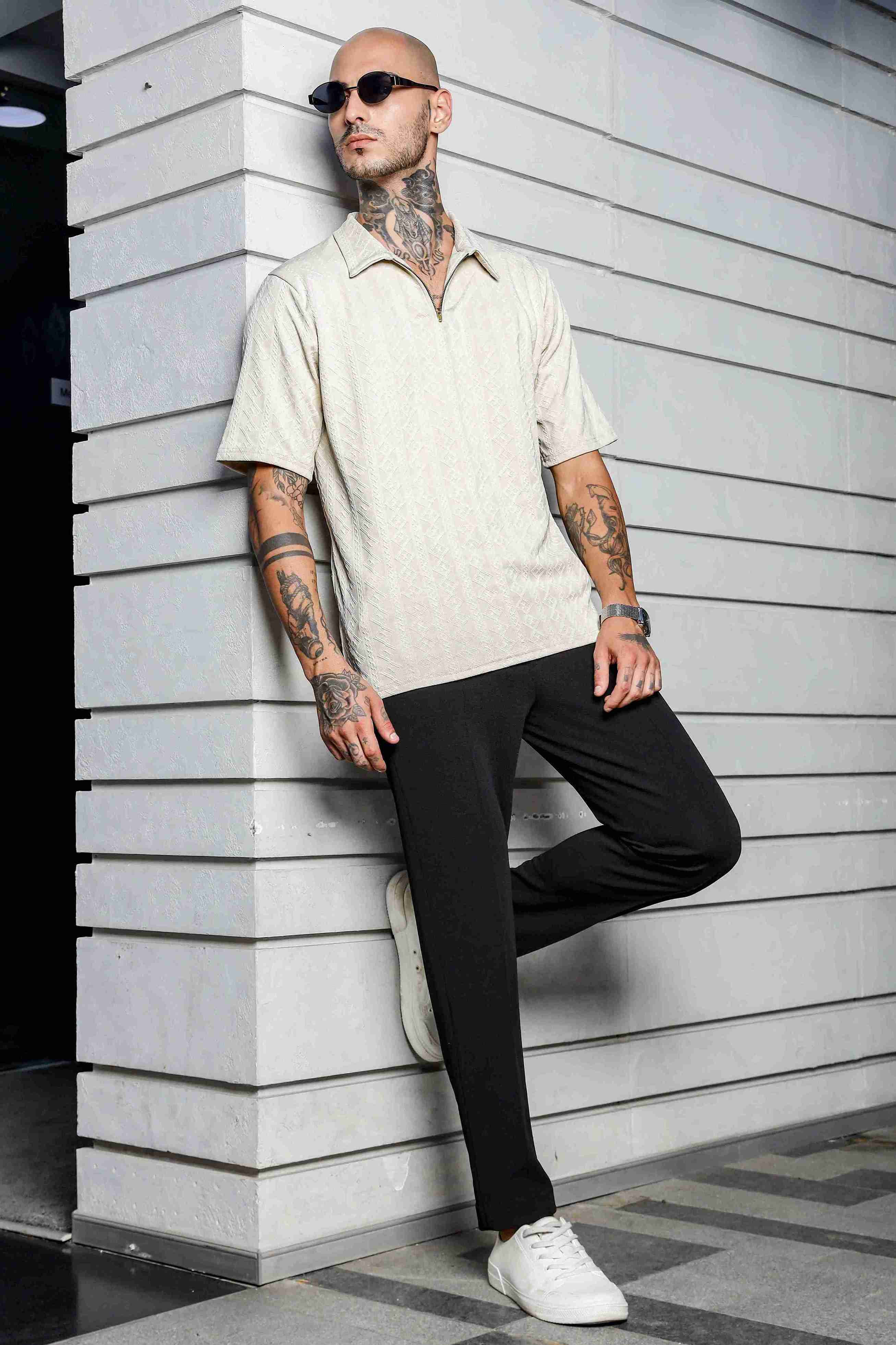 Unisex White Oversized Polo T-shirt