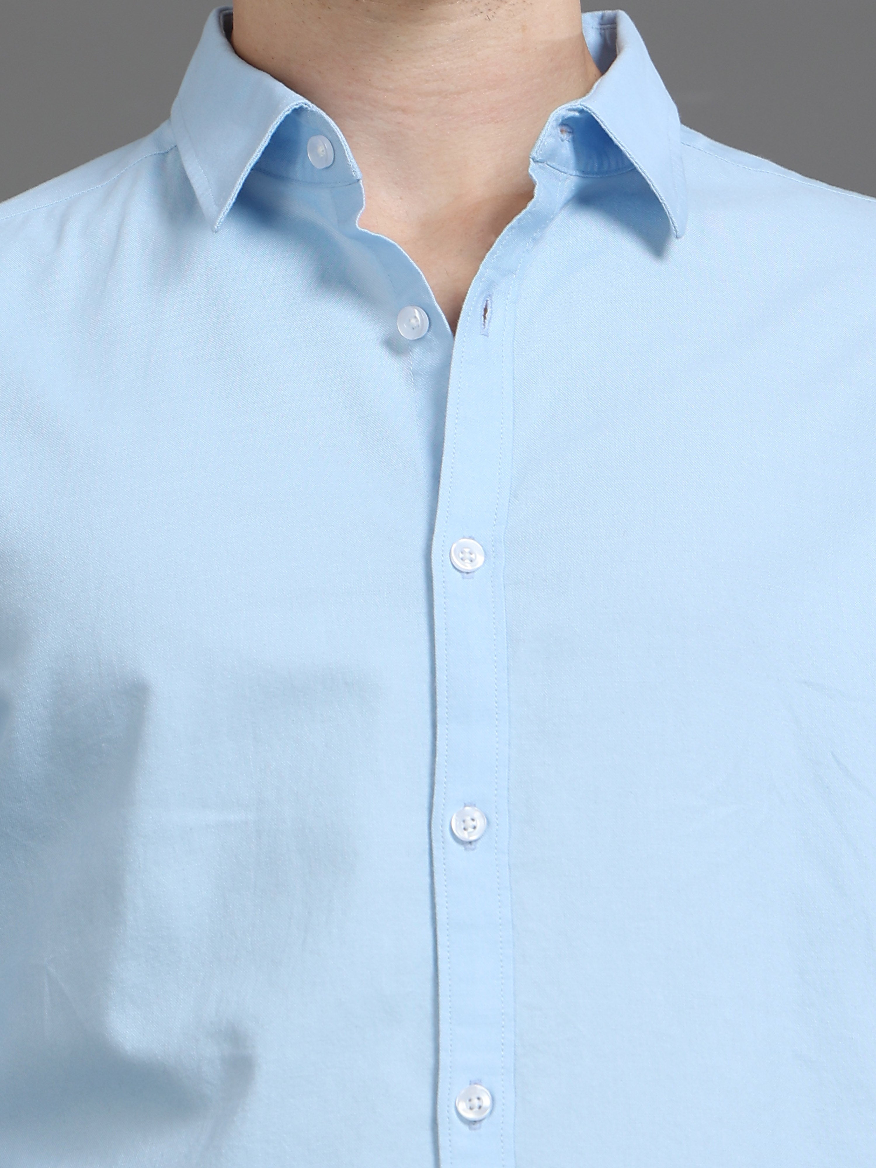 Men Blue Plain Shirt