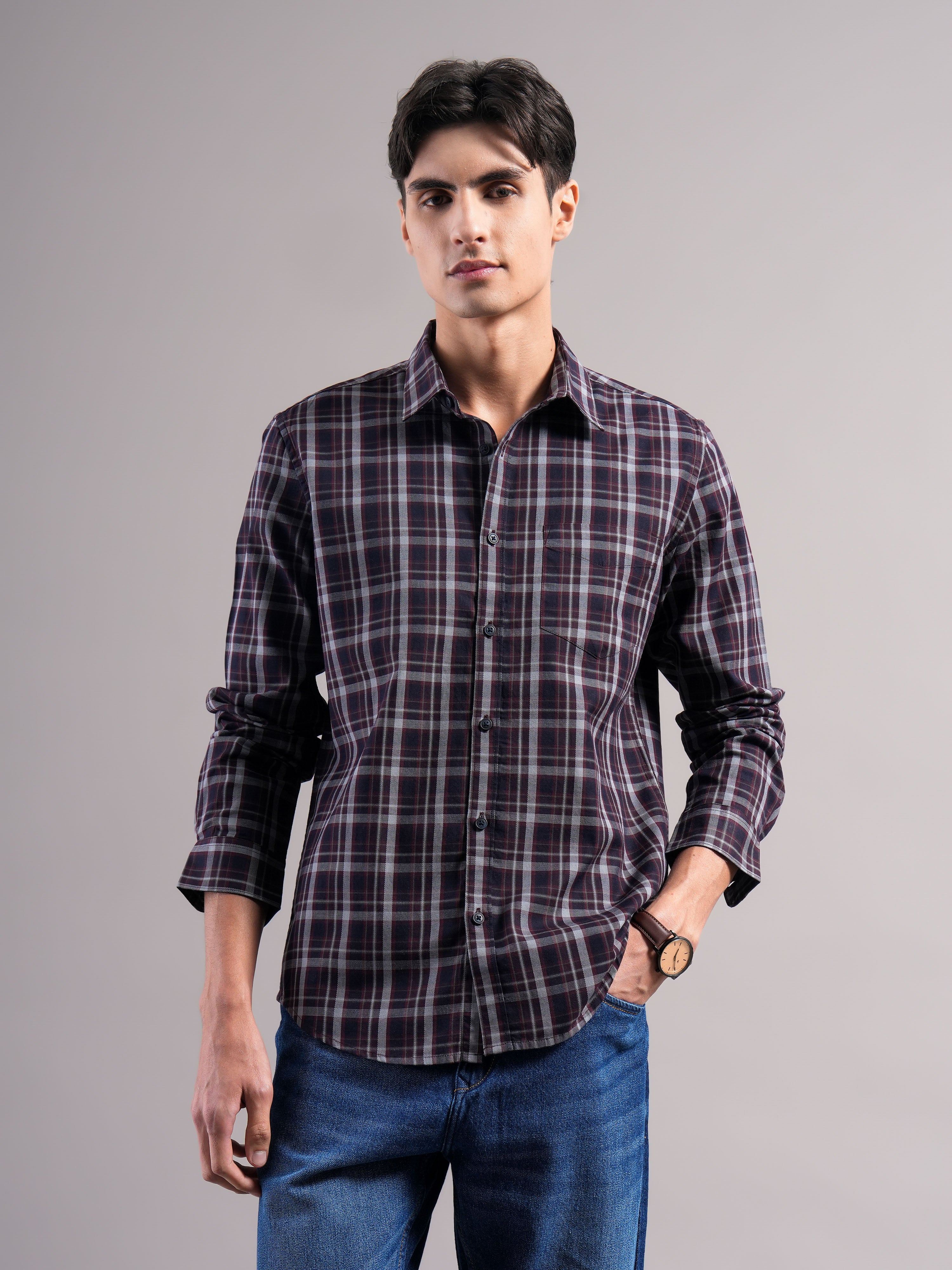 Men Cotton Checked Shirts